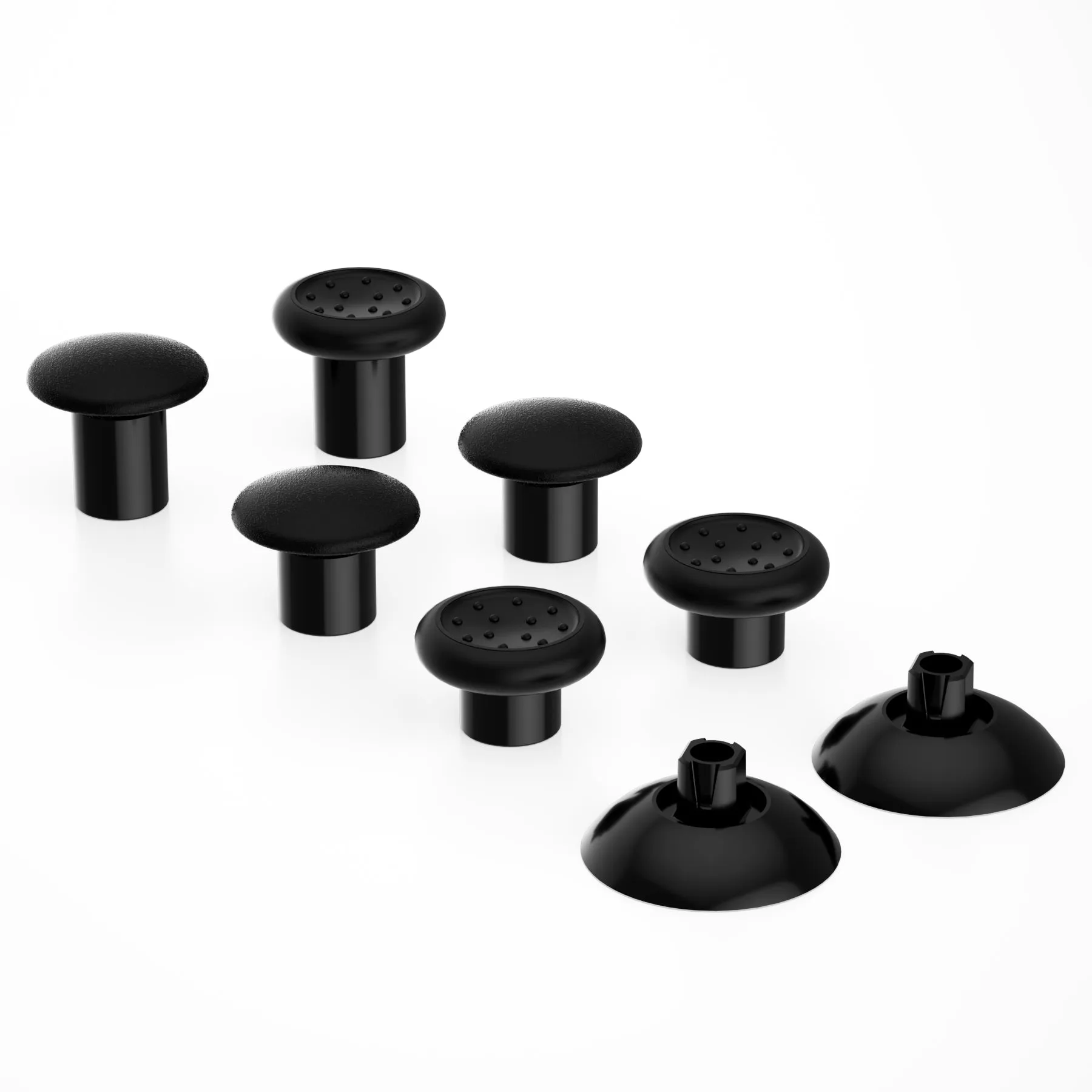 eXtremeRate Black ThumbsGear Interchangeable Ergonomic Thumbstick for PS4 Slim PS4 Pro PS5 Controller with 3 Height Domed and Concave Grips Adjustable Joystick - P4J1101