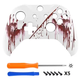 eXtremeRate Bloody Hand Patterned Front Housing Shell Case, Soft Touch Faceplate Cover Replacement Kit for Xbox One S & One X Controller (Model 1708) - SXOFT45X