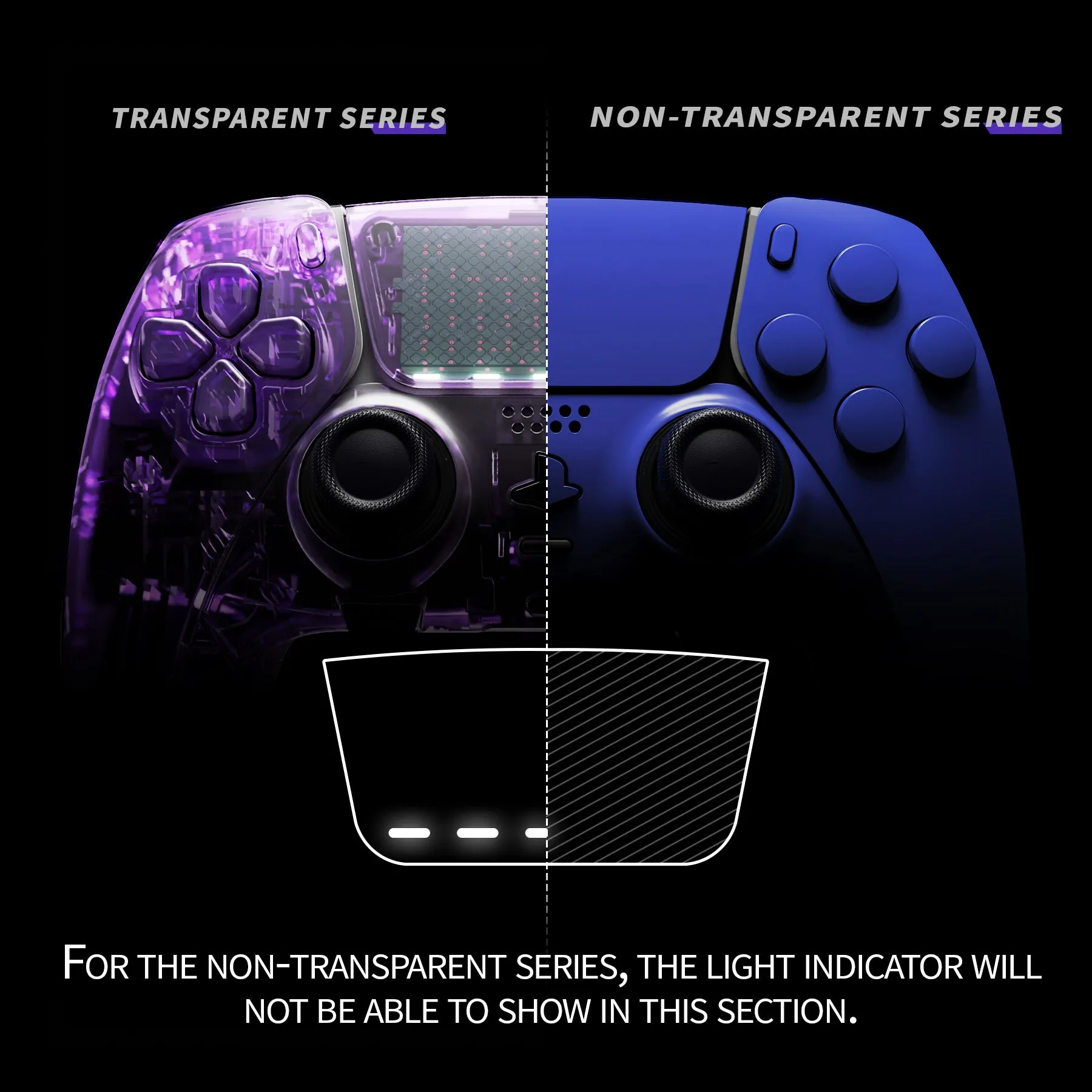 eXtremeRate Blue Full Set Housing Shell with Buttons Touchpad Cover Compatible with ps5 Edge Controller, Custom Replacement Decorative Trim Shell Front Back Plates Compatible with ps5 Edge Controller - QRHEGP003