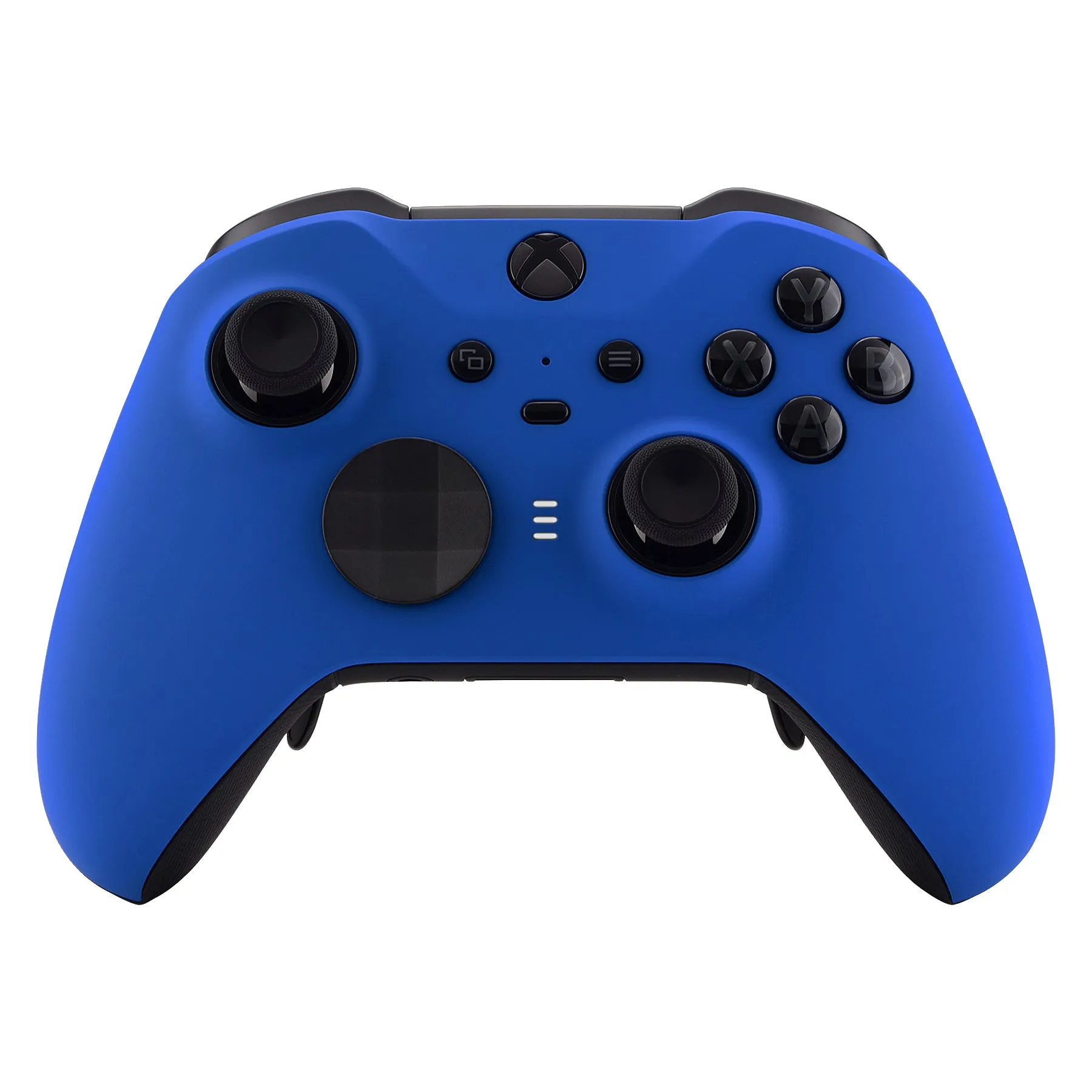 eXtremeRate Blue Soft Touch Grip Faceplate Cover, Front Housing Shell Case Replacement Kit for Xbox One Elite Series 2 Controller Model 1797 and Core Model 1797 - Thumbstick Accent Rings Included - ELP305