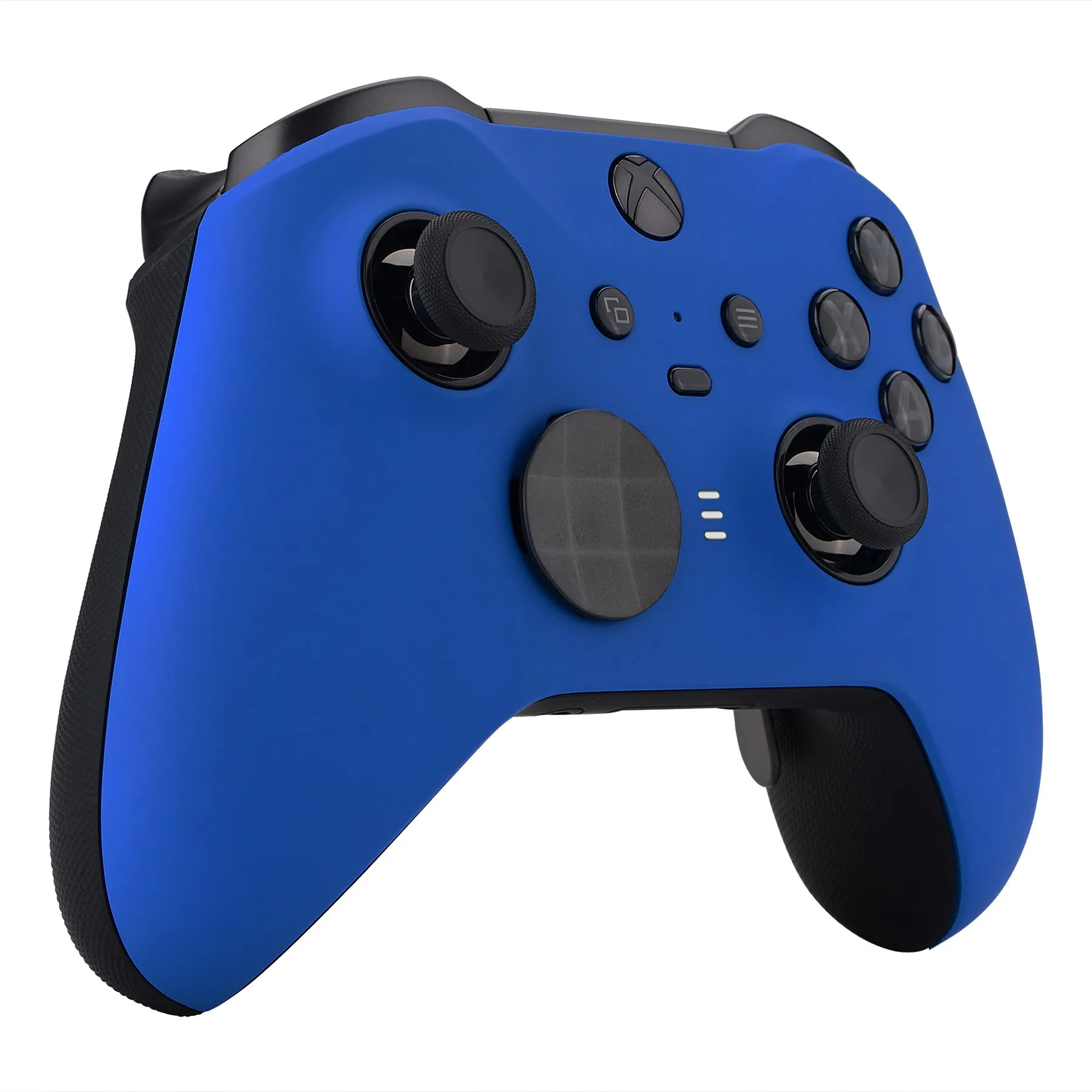eXtremeRate Blue Soft Touch Grip Faceplate Cover, Front Housing Shell Case Replacement Kit for Xbox One Elite Series 2 Controller Model 1797 and Core Model 1797 - Thumbstick Accent Rings Included - ELP305