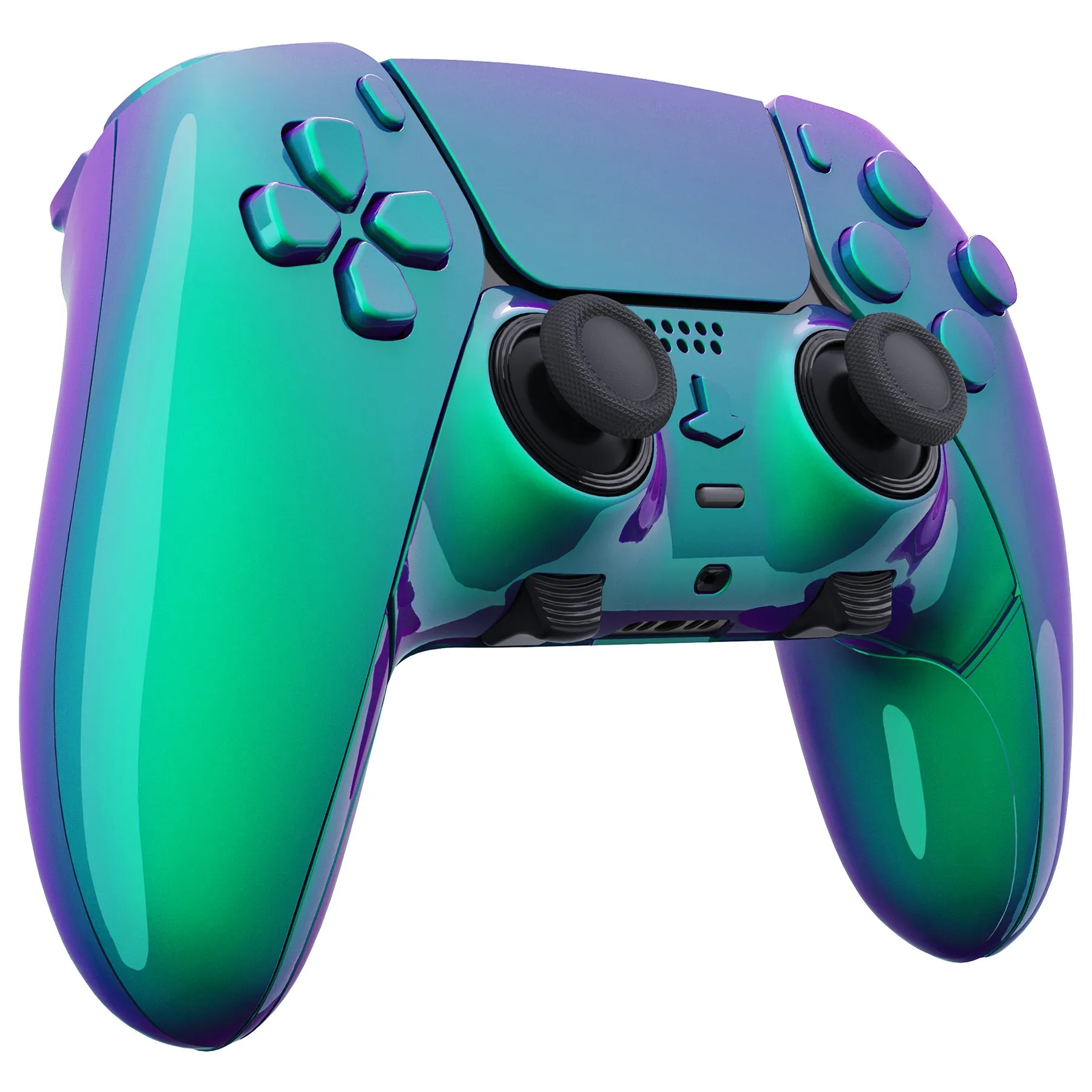 eXtremeRate Chameleon Green Purple Full Set Housing Shell with Buttons Touchpad Cover Compatible with ps5 Edge Controller, Custom Replacement Decorative Trim Shell Front Back Plates Compatible with ps5 Edge Controller - QRHEGP010