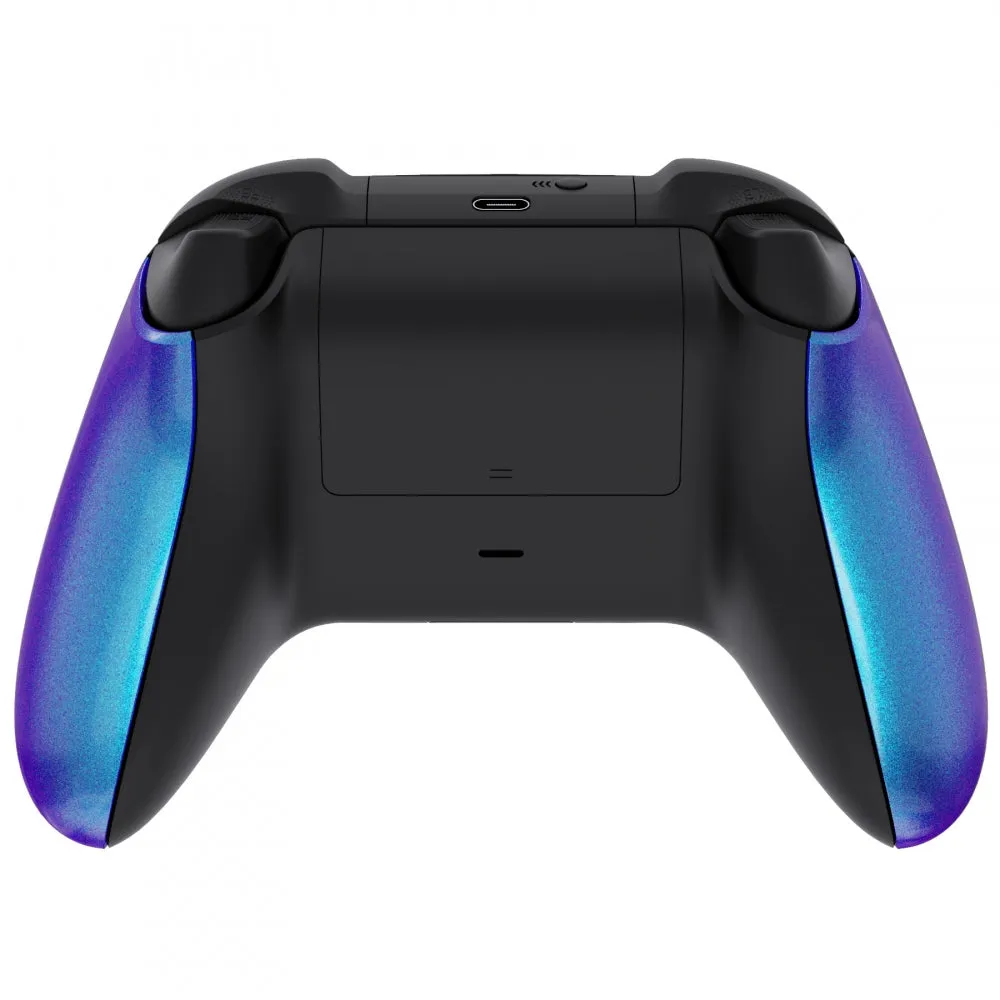 eXtremeRate Chameleon Purple Blue Back Panels, Comfortable Non-Slip Side Rails Handles, Game Improvement Replacement Parts for Xbox Series X / S Controller - Controller NOT Included - PX3P301