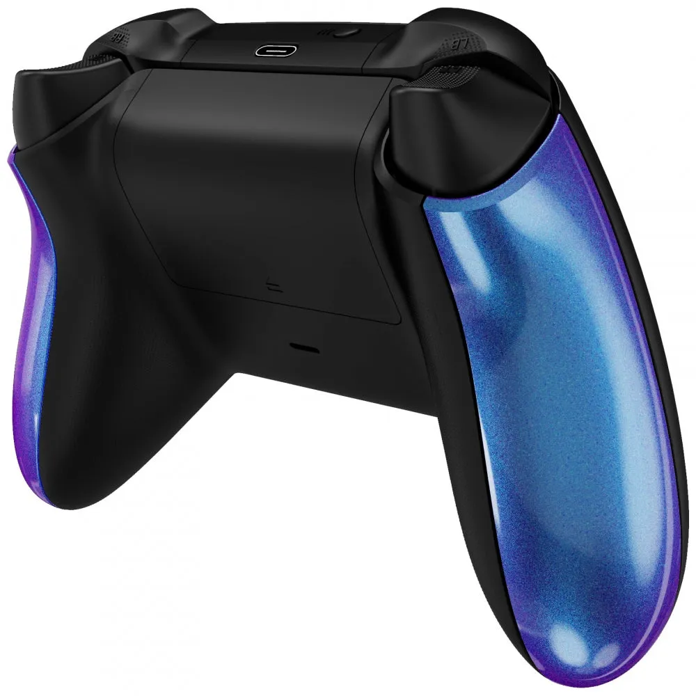 eXtremeRate Chameleon Purple Blue Back Panels, Comfortable Non-Slip Side Rails Handles, Game Improvement Replacement Parts for Xbox Series X / S Controller - Controller NOT Included - PX3P301