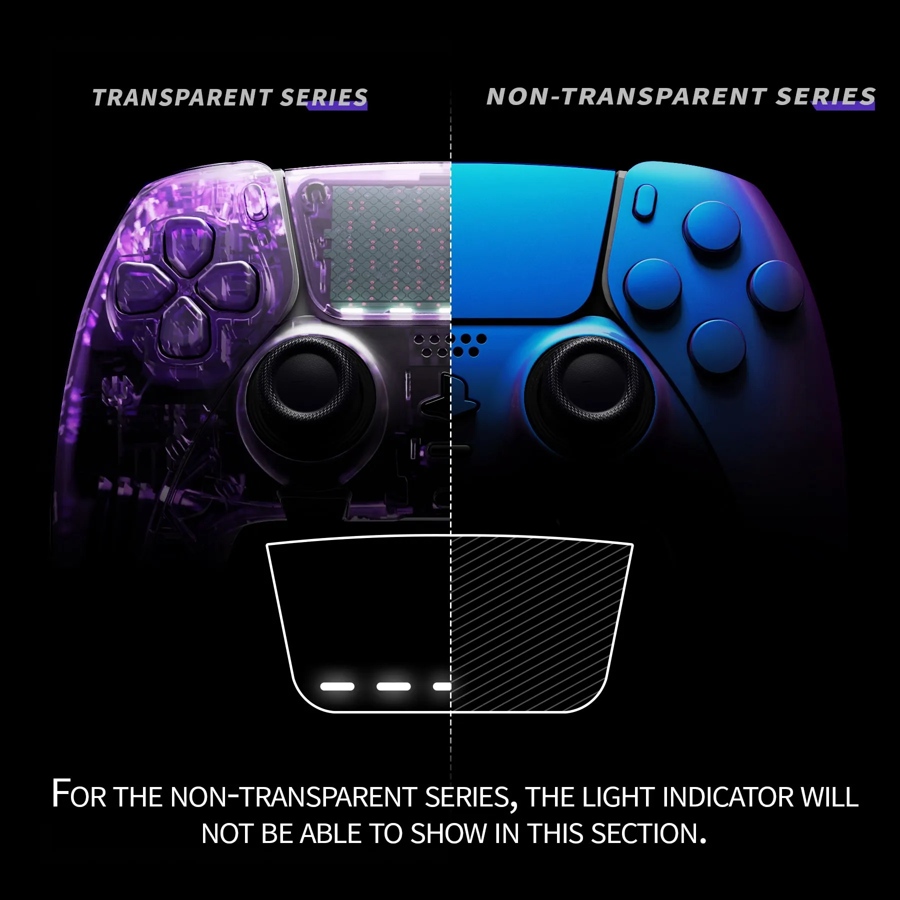 eXtremeRate Chameleon Purple Blue Full Set Housing Shell with Buttons Touchpad Cover Compatible with ps5 Edge Controller, Custom Replacement Decorative Trim Shell Front Back Plates Compatible with ps5 Edge Controller - QRHEGP008