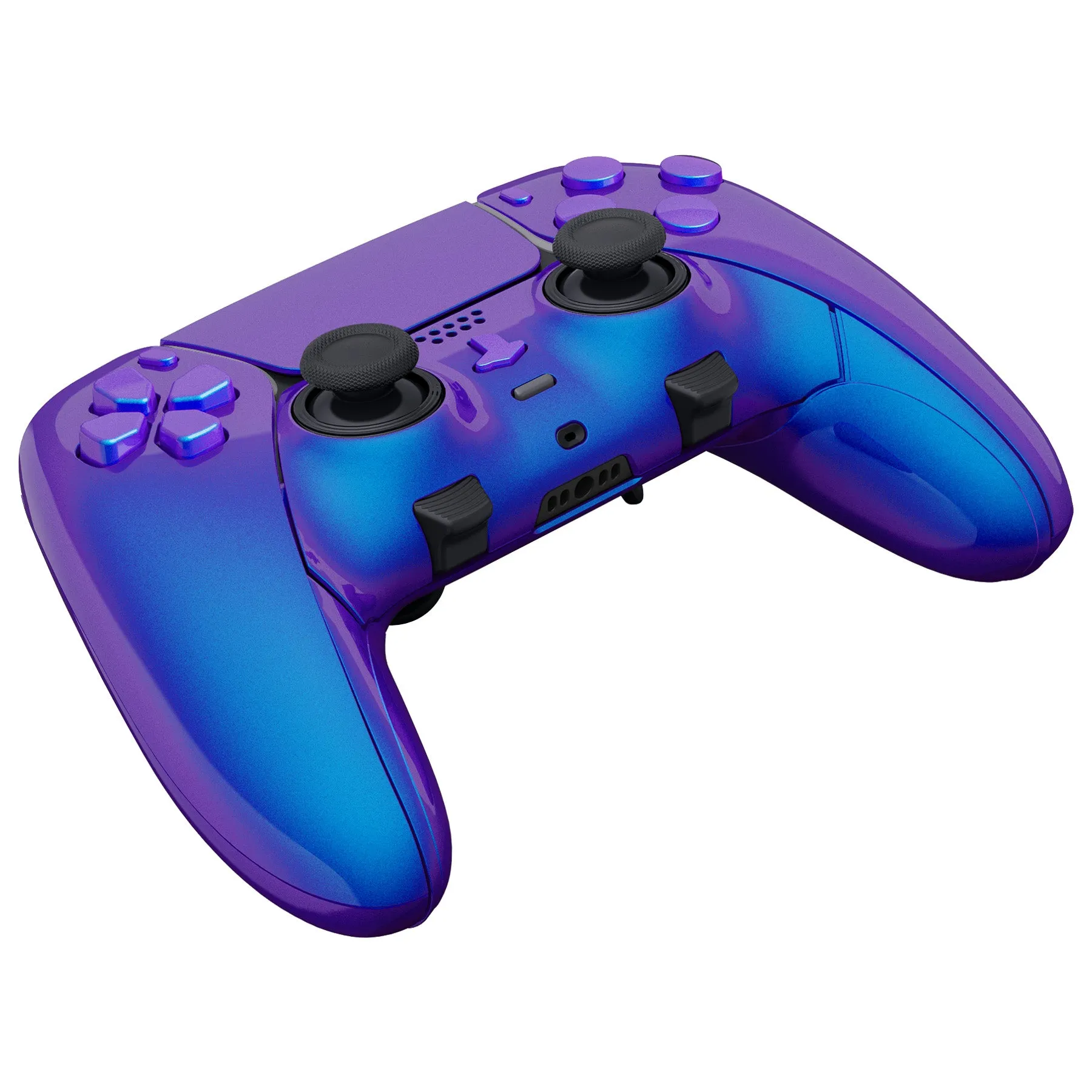 eXtremeRate Chameleon Purple Blue Full Set Housing Shell with Buttons Touchpad Cover Compatible with ps5 Edge Controller, Custom Replacement Decorative Trim Shell Front Back Plates Compatible with ps5 Edge Controller - QRHEGP008