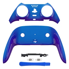 eXtremeRate Chameleon Purple Blue Top Bottom Decorative Trim Shell Compatible with ps5 Edge Controller DIY Replacement Front Back Clip Shell, Custom Plates Cover Compatible with ps5 Edge Controller - CXQEGP008