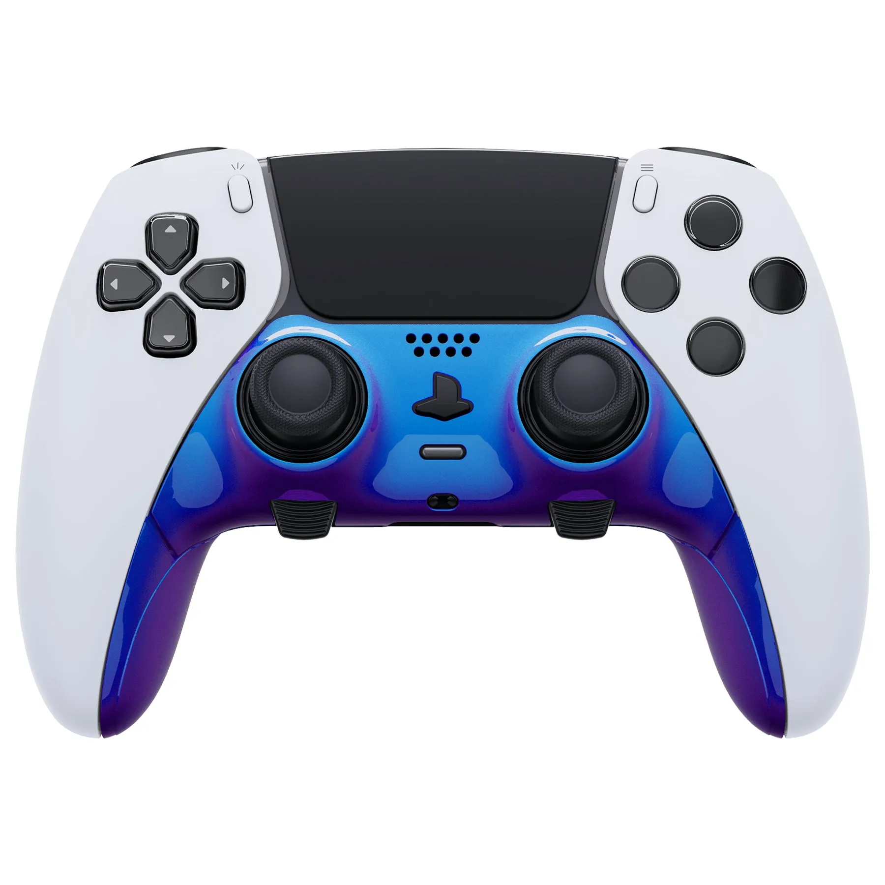 eXtremeRate Chameleon Purple Blue Top Bottom Decorative Trim Shell Compatible with ps5 Edge Controller DIY Replacement Front Back Clip Shell, Custom Plates Cover Compatible with ps5 Edge Controller - CXQEGP008
