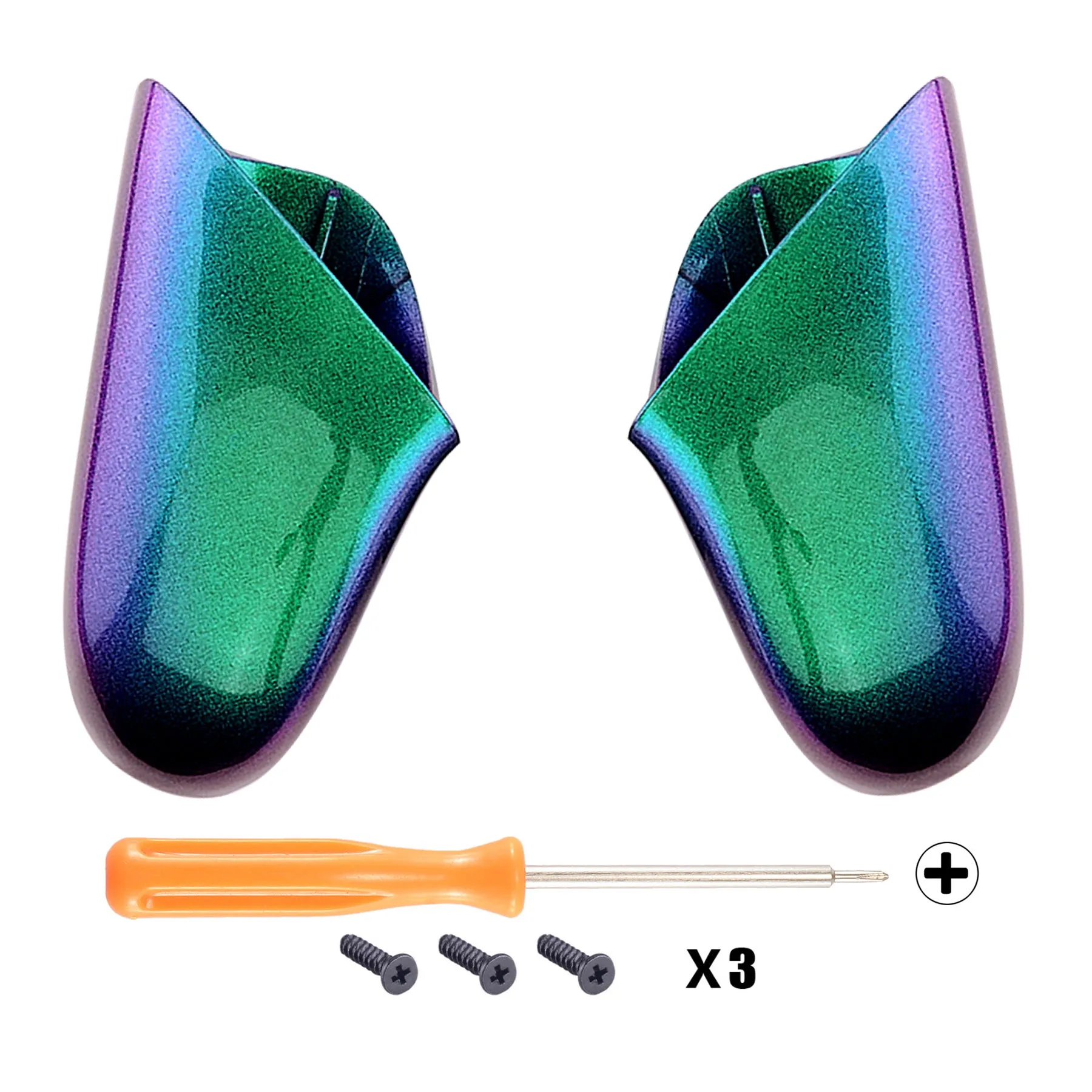 eXtremeRate Chameleon Replacement Handle Grips for Nintendo Switch Pro Controller, Green Purple DIY Hand Grip Shell for Nintendo Switch Pro - Controller NOT Included - GRP311