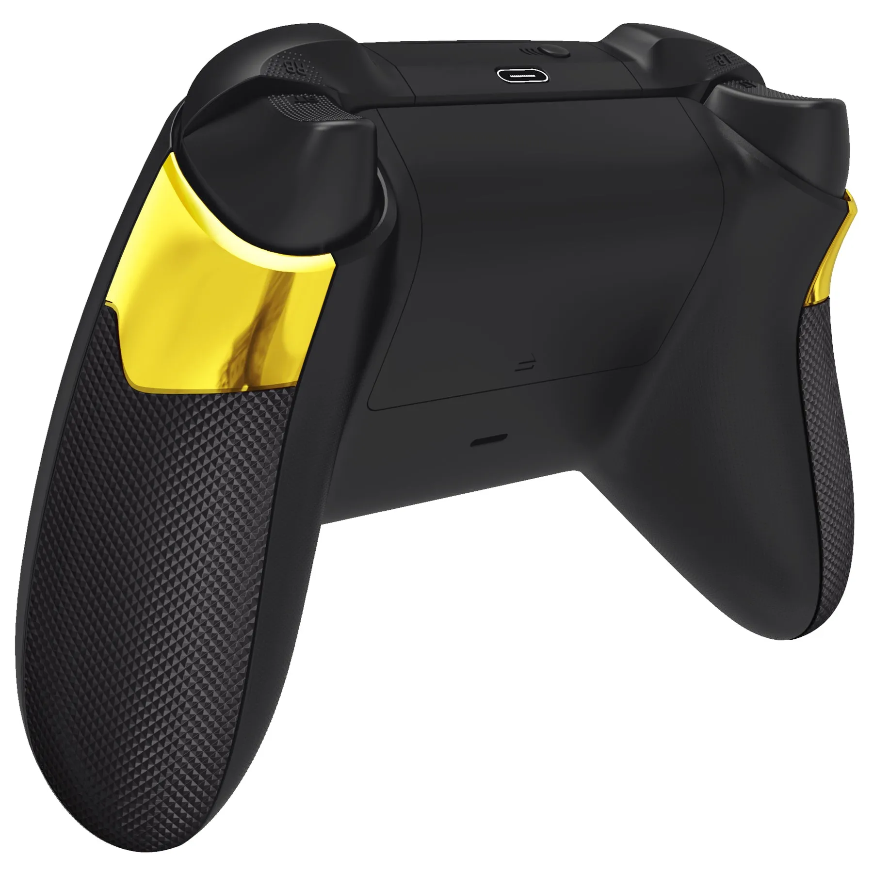 eXtremeRate Chrome Gold Performance Non-Slip Texture Rubberized Grips Replacement Back Panels for Xbox Series X/S Controller - PX3C3008