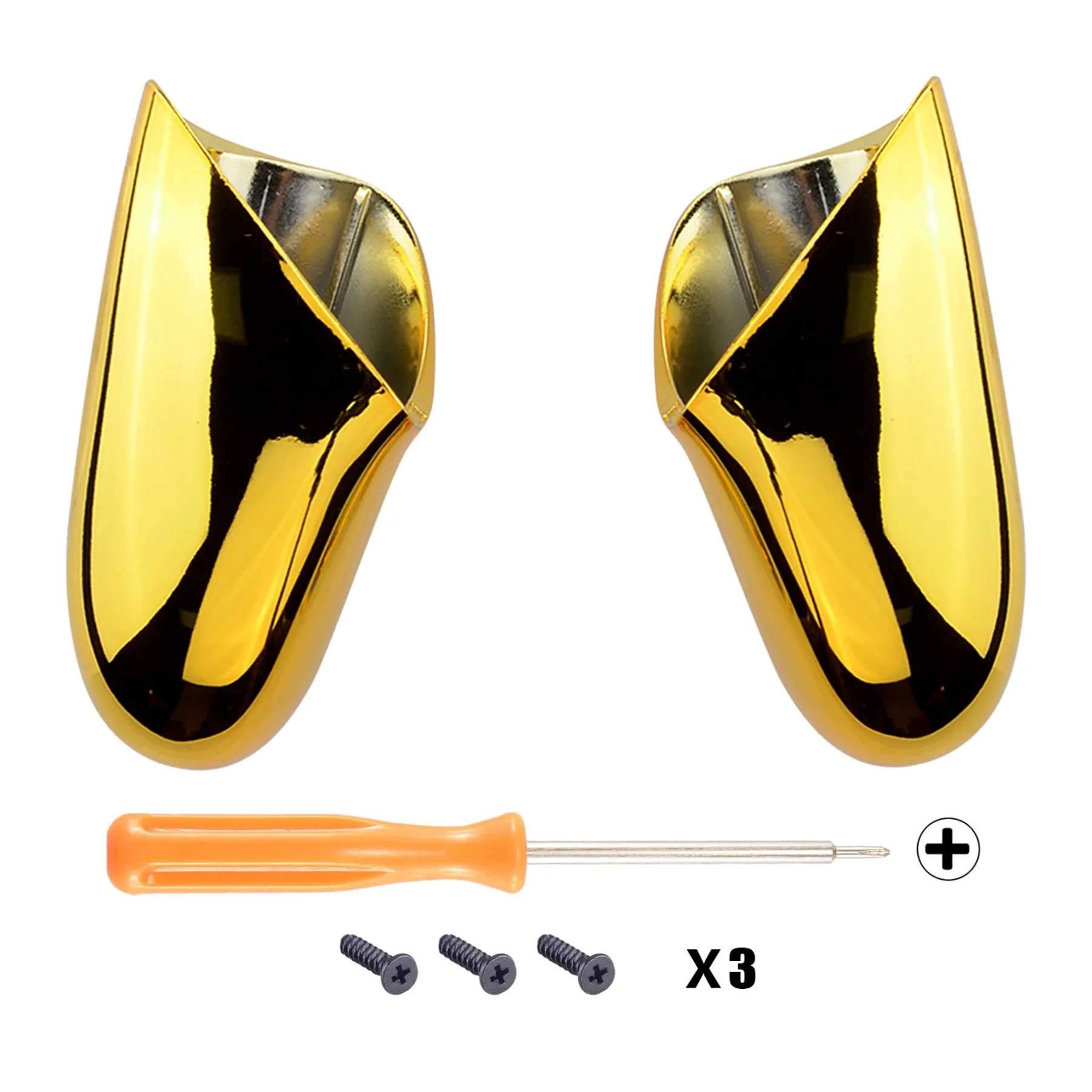 eXtremeRate Chrome Gold Replacement Handle Grips for Nintendo Switch Pro Controller, Glossy DIY Hand Grip Shell for Nintendo Switch Pro - Controller NOT Included - GRD401