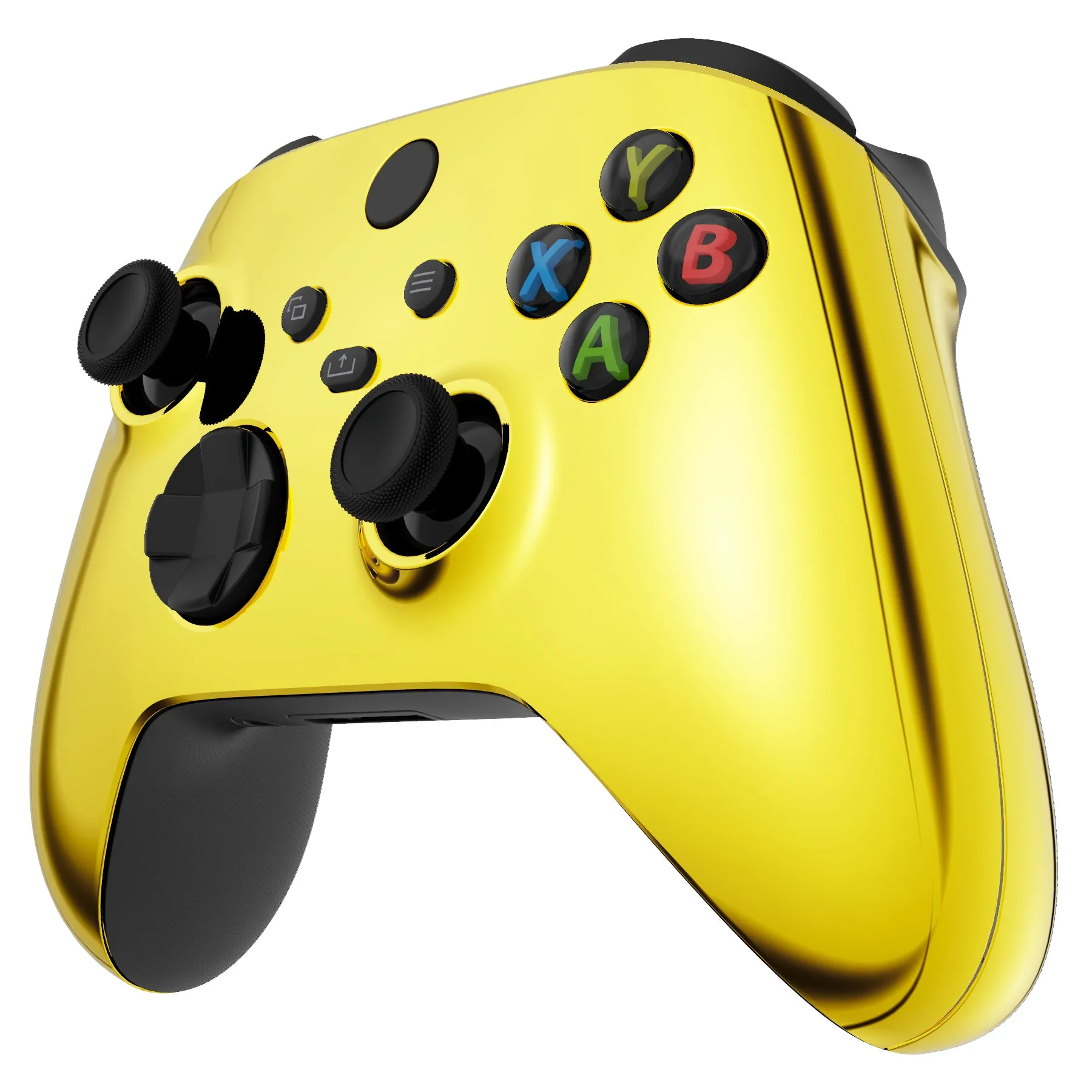 eXtremeRate Chrome Gold Replacement Handles Shell for Xbox Series X Controller, Custom Side Rails Panels Front Housing Shell Faceplate for Xbox Series S Controller - Controller NOT Included - ZX3D401