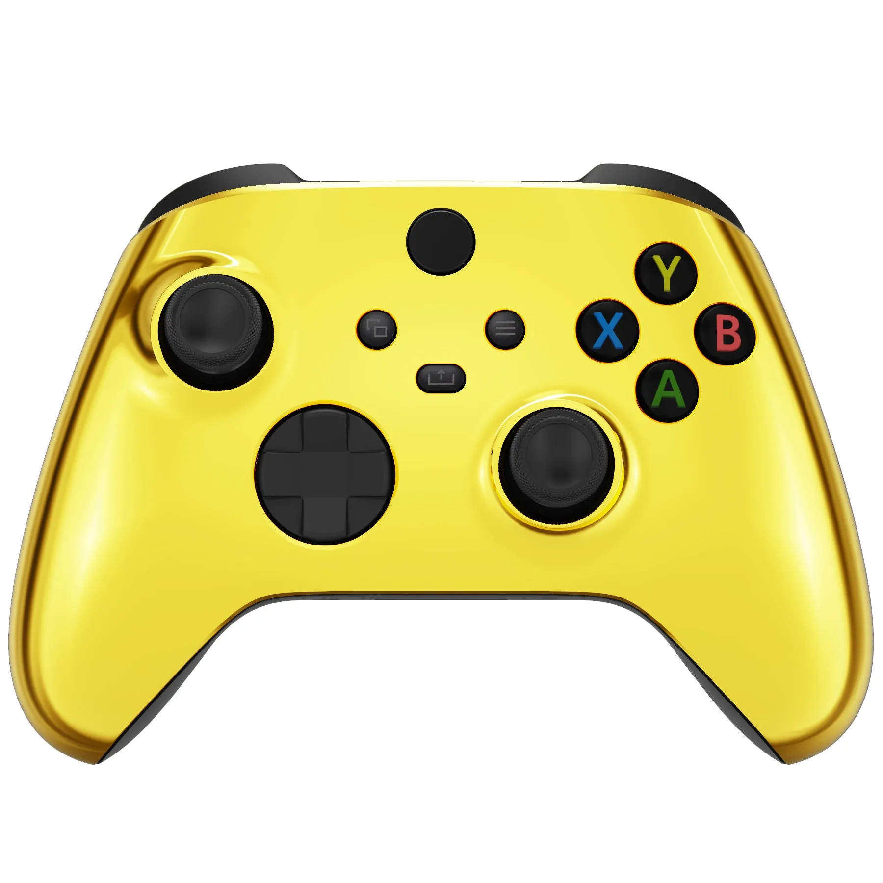 eXtremeRate Chrome Gold Replacement Handles Shell for Xbox Series X Controller, Custom Side Rails Panels Front Housing Shell Faceplate for Xbox Series S Controller - Controller NOT Included - ZX3D401