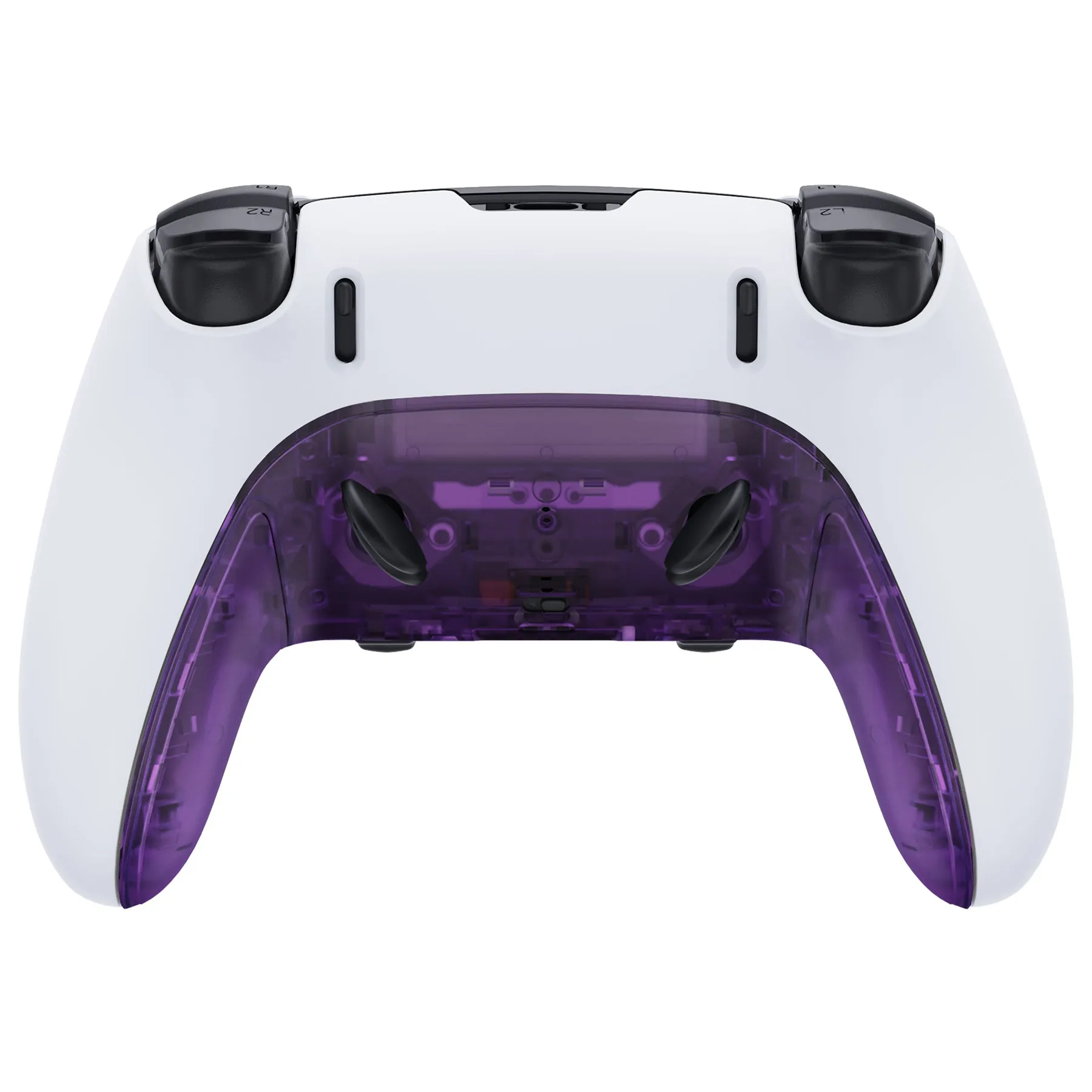 eXtremeRate Clear Atomic Purple Top Bottom Decorative Trim Shell Compatible with ps5 Edge Controller DIY Replacement Front Back Clip Shell, Custom Plates Cover Compatible with ps5 Edge Controller - CXQEGM001