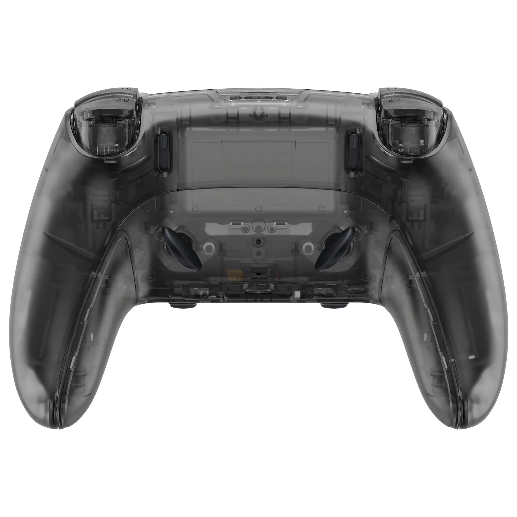 eXtremeRate Clear Black Full Set Housing Shell with Buttons Touchpad Cover Compatible with ps5 Edge Controller, Custom Replacement Decorative Trim Shell Front Back Plates Compatible with ps5 Edge Controller - QRHEGM003