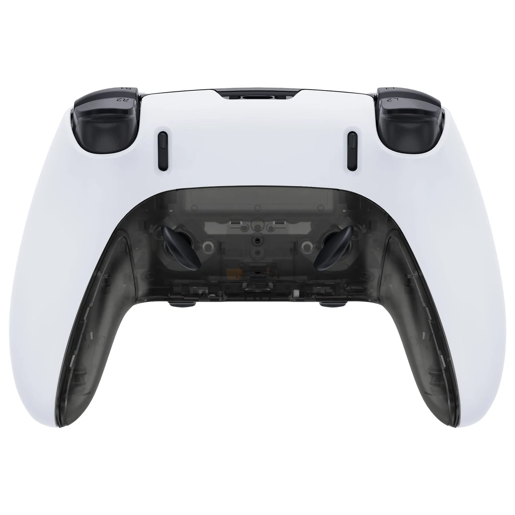 eXtremeRate Clear Black Top Bottom Decorative Trim Shell Compatible with ps5 Edge Controller DIY Replacement Front Back Clip Shell, Custom Plates Cover Compatible with ps5 Edge Controller - CXQEGM003