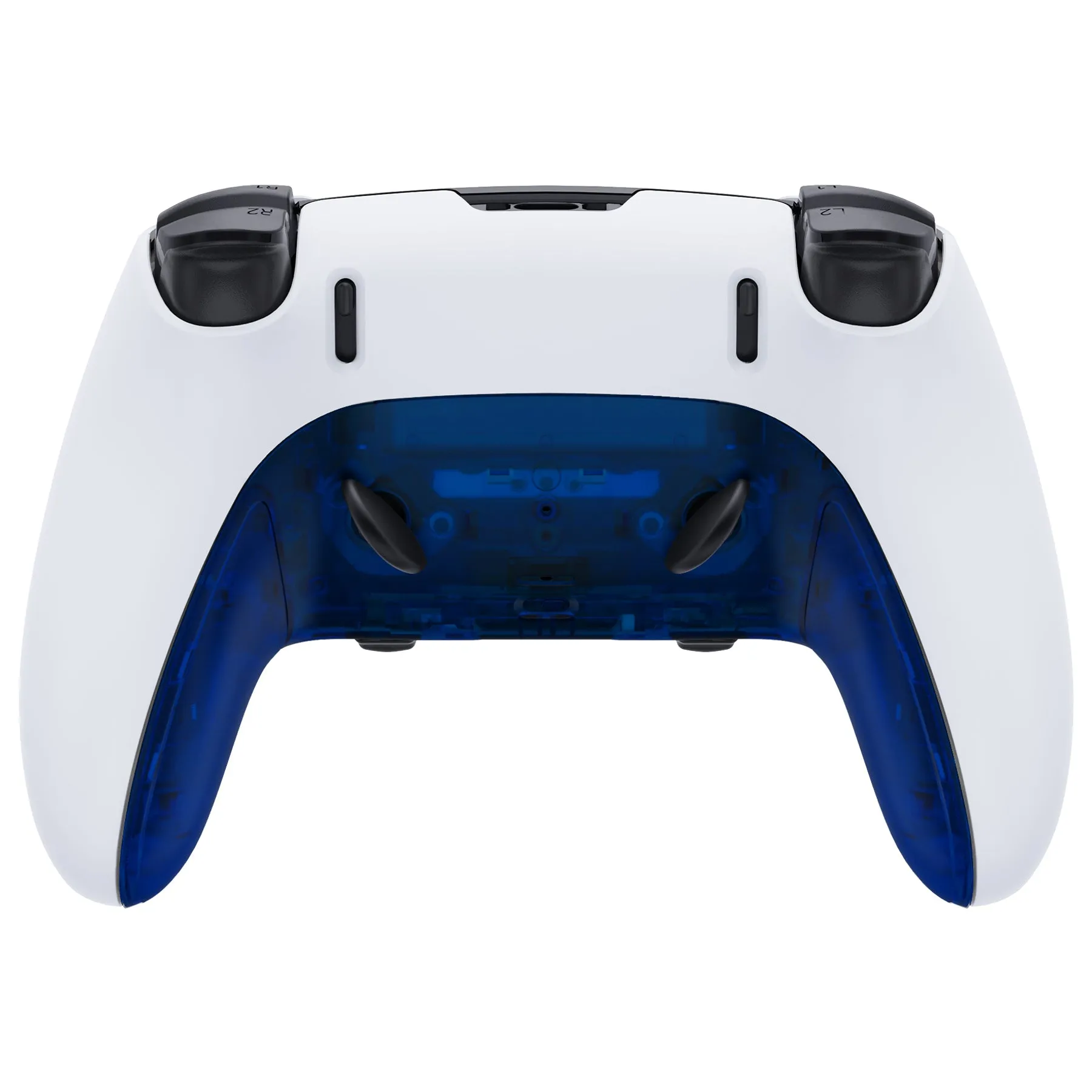 eXtremeRate Clear Blue Top Bottom Decorative Trim Shell Compatible with ps5 Edge Controller DIY Replacement Front Back Clip Shell, Custom Plates Cover Compatible with ps5 Edge Controller - CXQEGM004