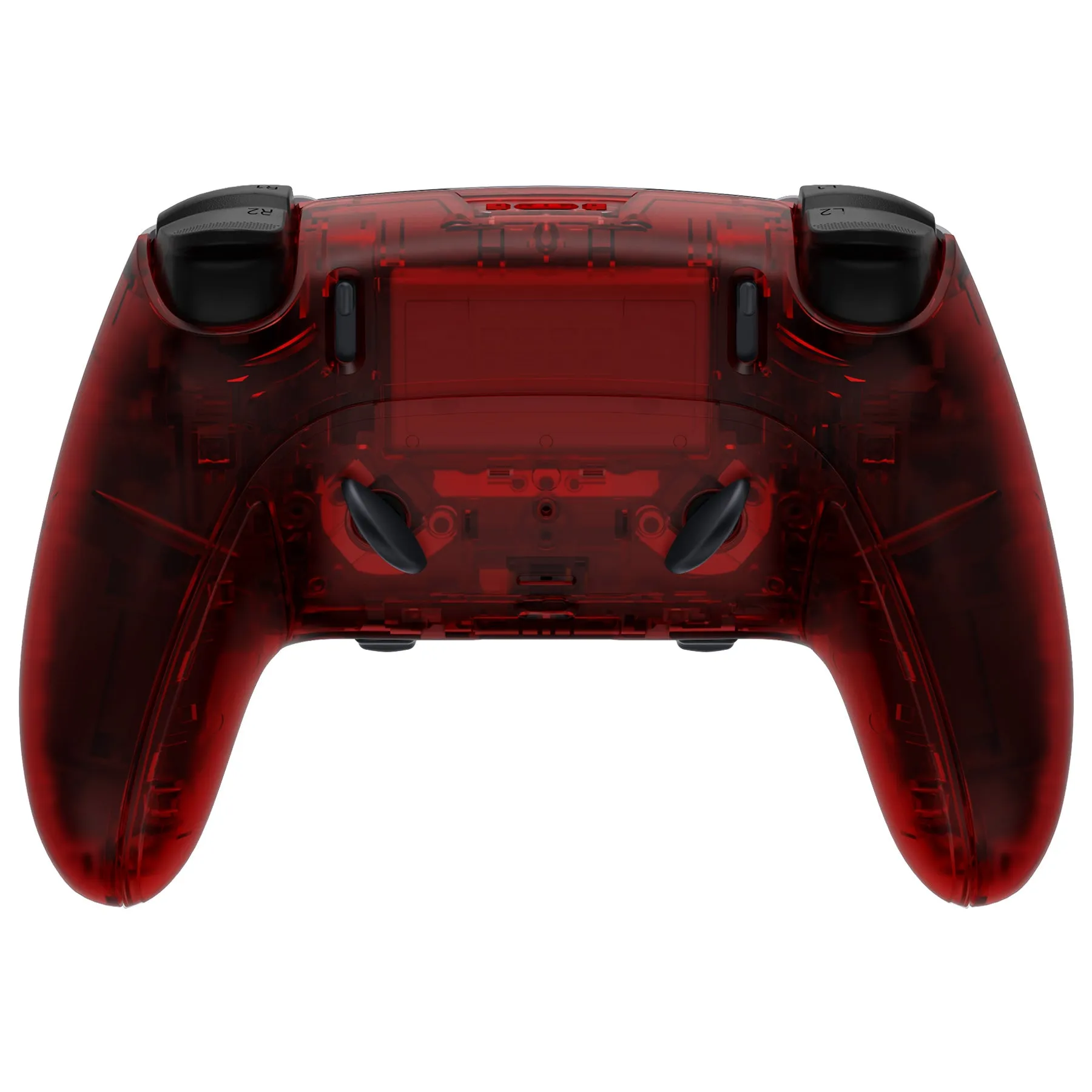 eXtremeRate Clear Red Full Set Housing Shell with Buttons Touchpad Cover Compatible with ps5 Edge Controller, Custom Replacement Decorative Trim Shell Front Back Plates Compatible with ps5 Edge Controller - QRHEGM006