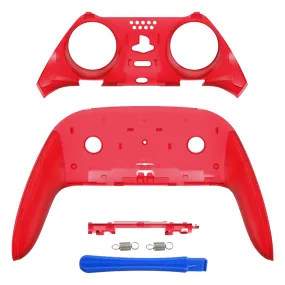 eXtremeRate Clear Red Top Bottom Decorative Trim Shell Compatible with ps5 Edge Controller DIY Replacement Front Back Clip Shell, Custom Plates Cover Compatible with ps5 Edge Controller - CXQEGM006