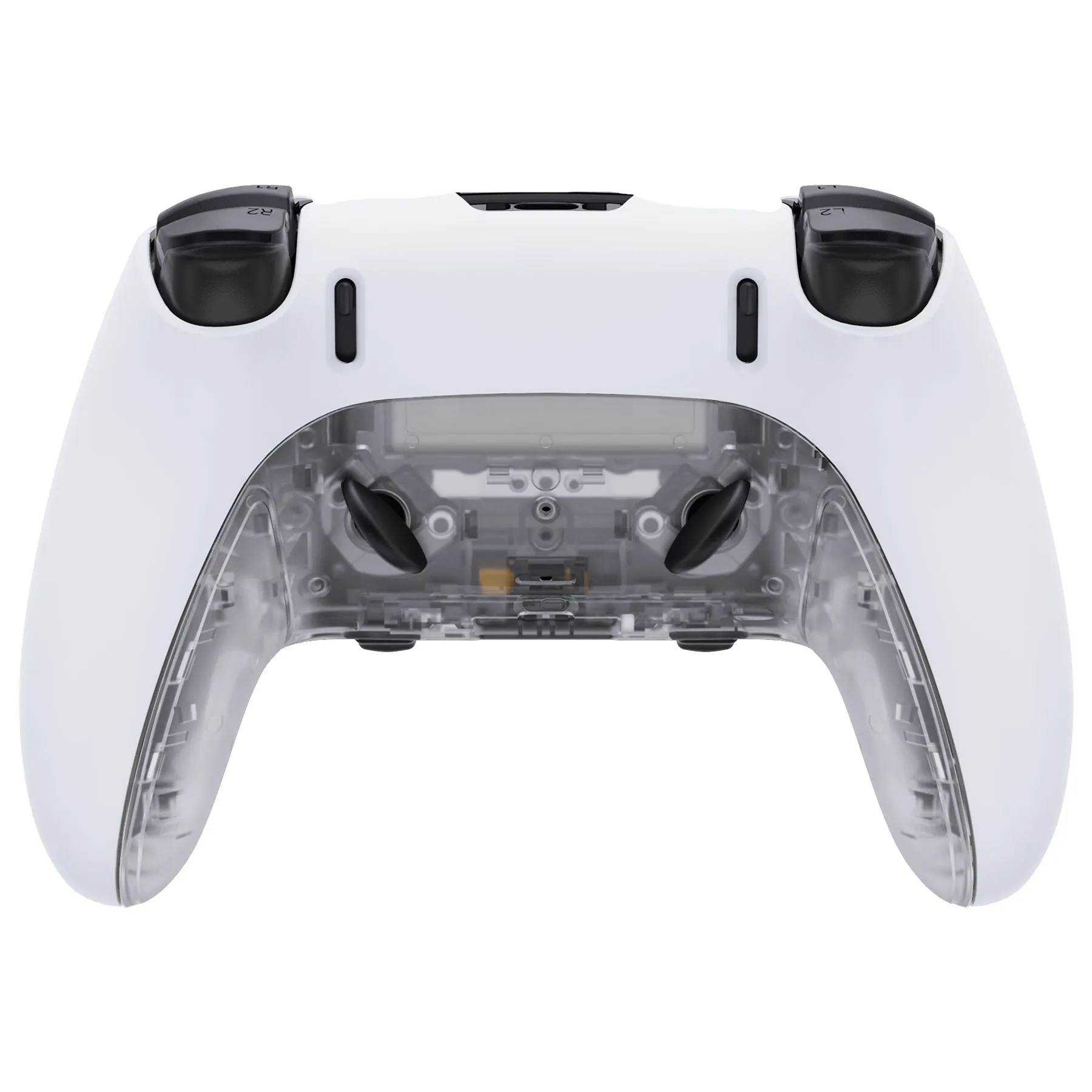 eXtremeRate Clear Top Bottom Decorative Trim Shell Compatible with ps5 Edge Controller DIY Replacement Front Back Clip Shell, Custom Plates Cover Compatible with ps5 Edge Controller - CXQEGM002