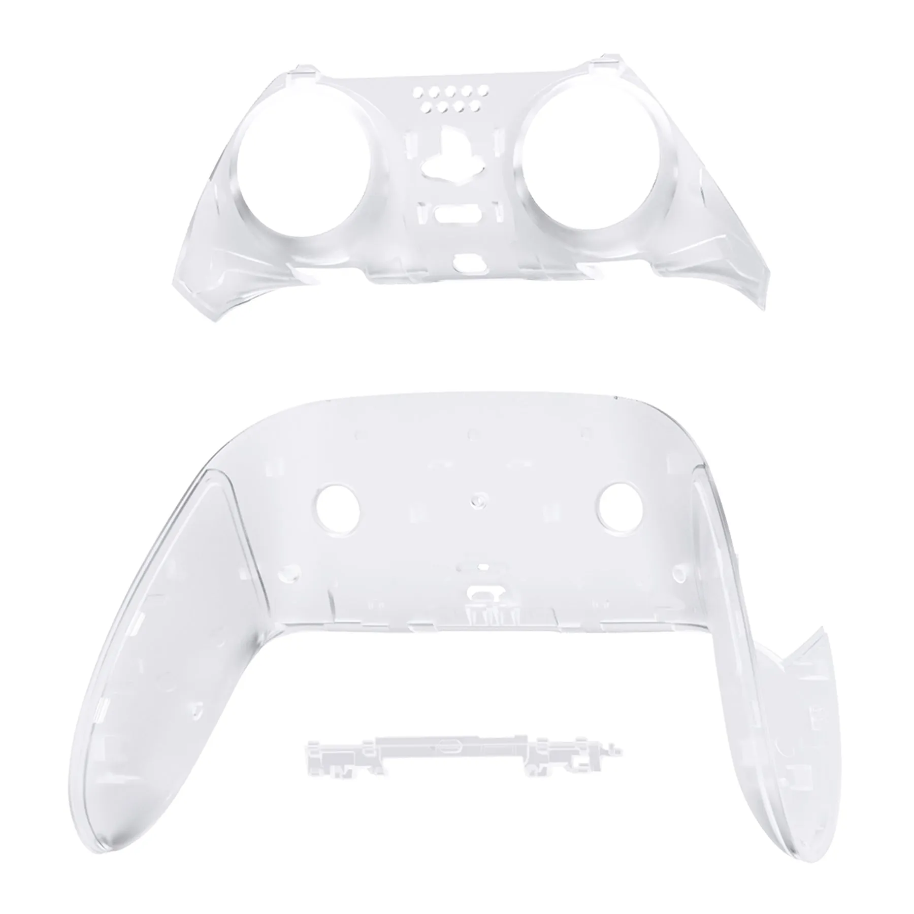eXtremeRate Clear Top Bottom Decorative Trim Shell Compatible with ps5 Edge Controller DIY Replacement Front Back Clip Shell, Custom Plates Cover Compatible with ps5 Edge Controller - CXQEGM002