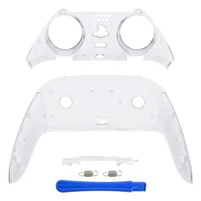 eXtremeRate Clear Top Bottom Decorative Trim Shell Compatible with ps5 Edge Controller DIY Replacement Front Back Clip Shell, Custom Plates Cover Compatible with ps5 Edge Controller - CXQEGM002