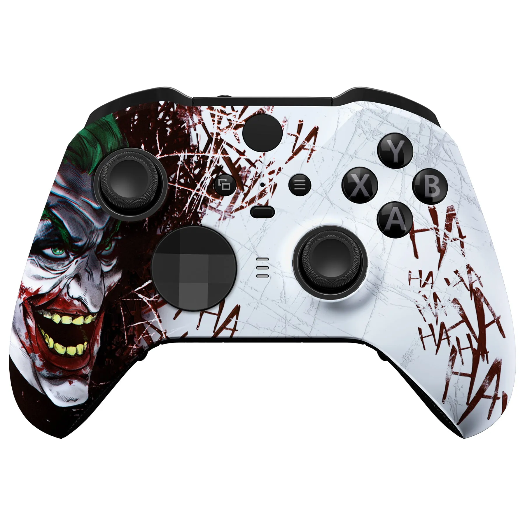 eXtremeRate Clown HAHAHA Style Faceplate Cover, Soft Touch Front Housing Shell Case Replacement Kit for Xbox One Elite Series 2 Controller Model 1797 - Thumbstick Accent Rings Included - ELT140