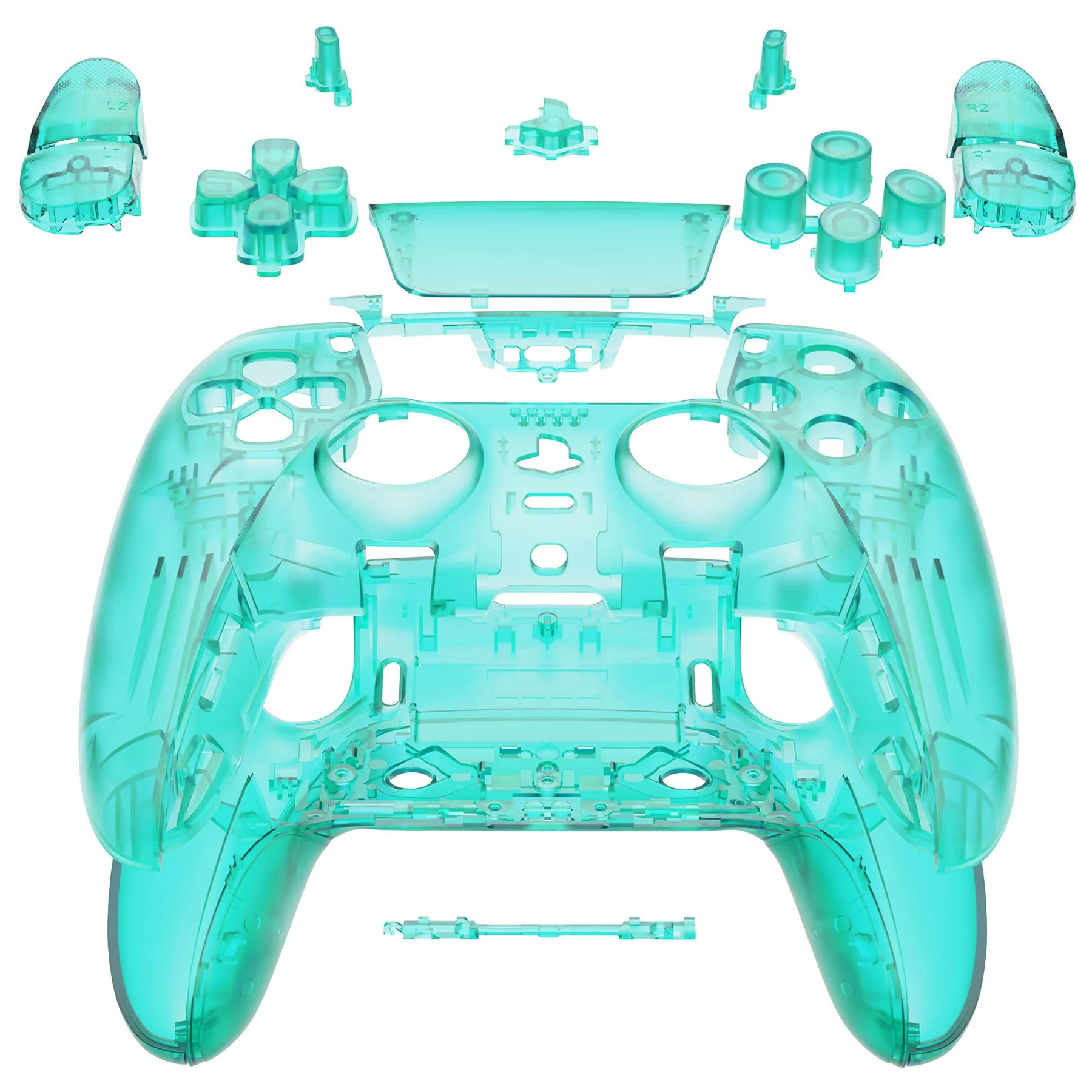 eXtremeRate Emerald Green Full Set Housing Shell with Buttons Touchpad Cover Compatible with ps5 Edge Controller, Custom Replacement Decorative Trim Shell Front Back Plates Compatible with ps5 Edge Controller - QRHEGM005