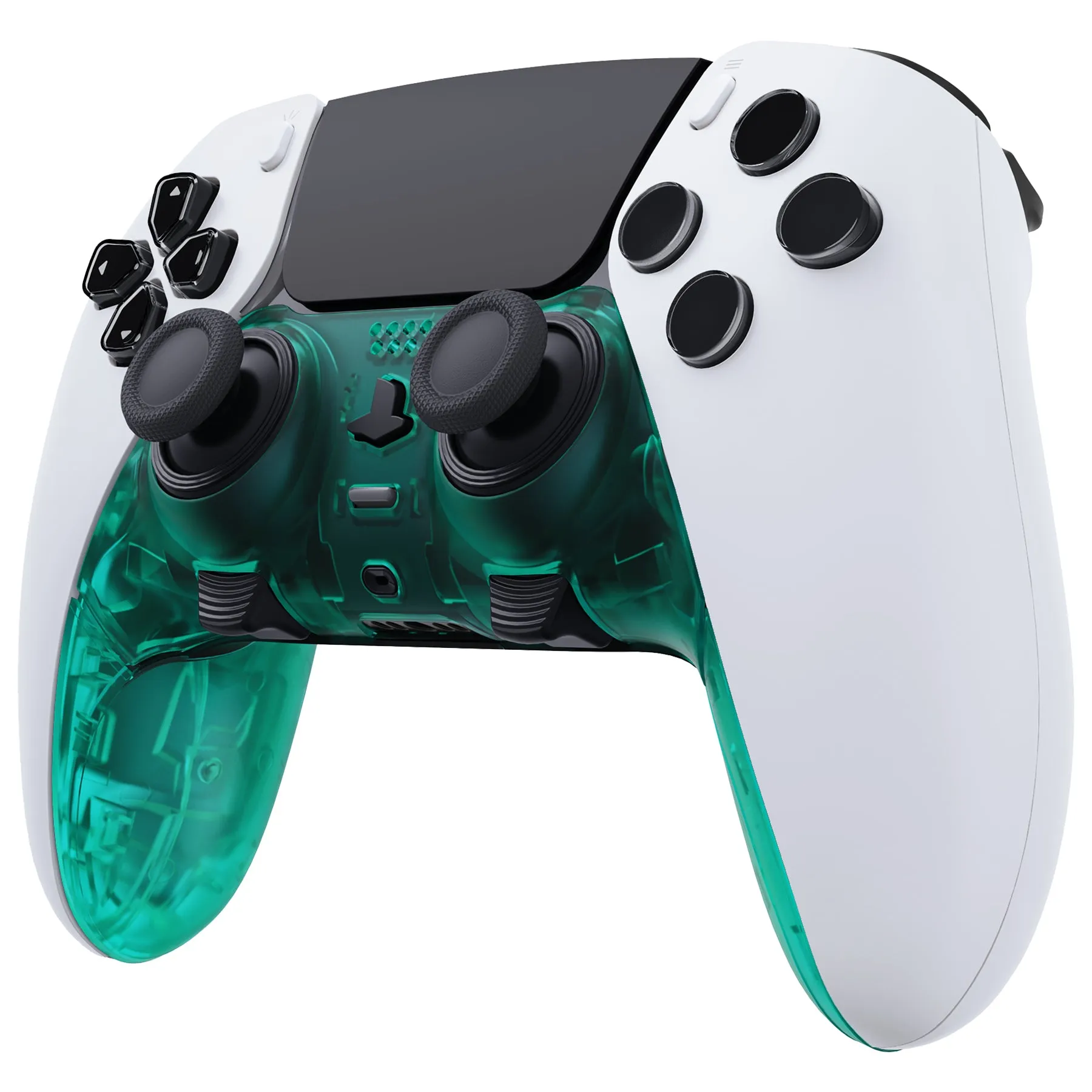 eXtremeRate Emerald Green Top Bottom Decorative Trim Shell Compatible with ps5 Edge Controller DIY Replacement Front Back Clip Shell, Custom Plates Cover Compatible with ps5 Edge Controller - CXQEGM005