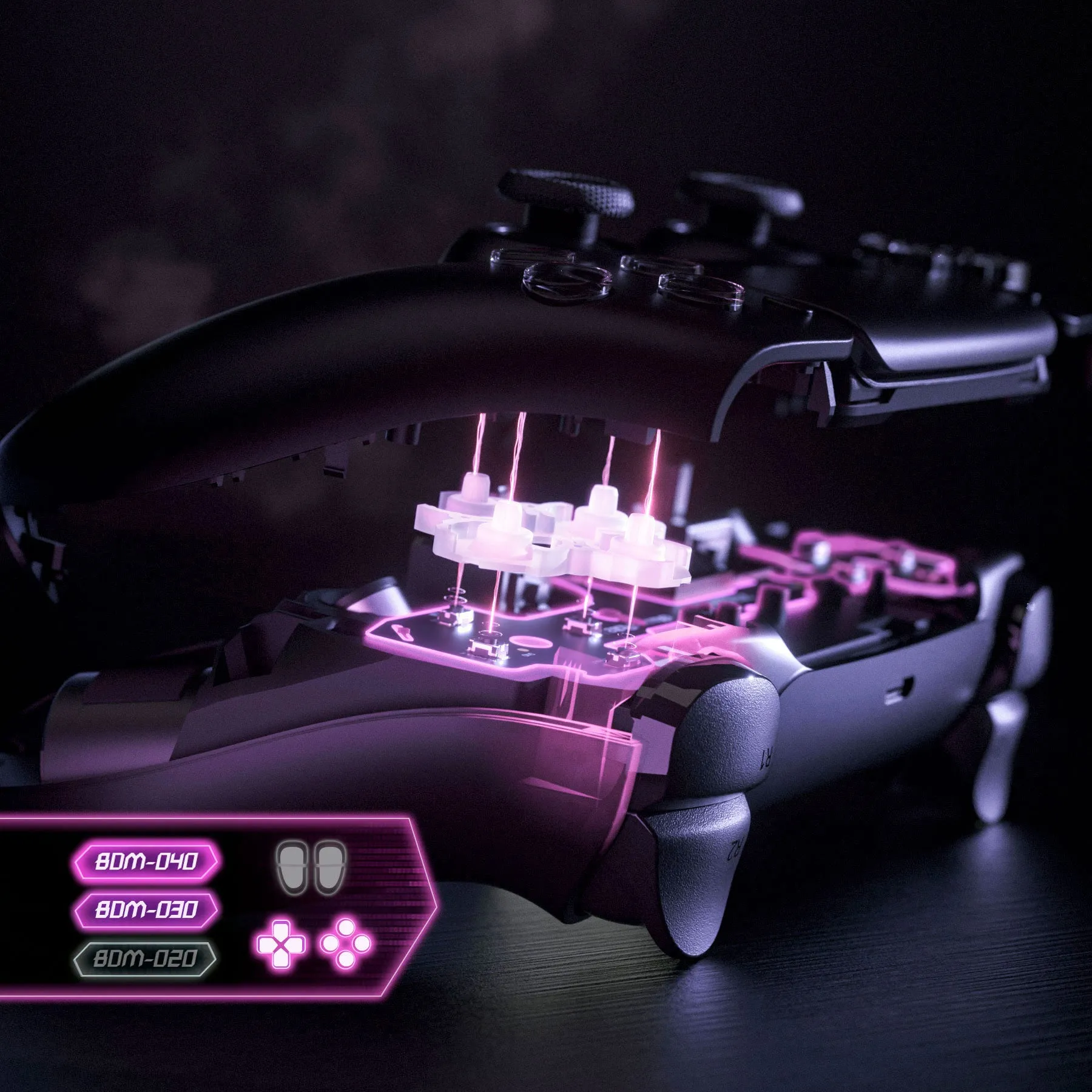 eXtremeRate Face Clicky Kit for PS5 Controller BDM-030/040/050 Face Buttons, Custom Hard Silicone Tactile Switch Dpad Action Buttons Mouse Click Kit for PS5 Controller BDM 030 040 - Without Controller - PFMD019