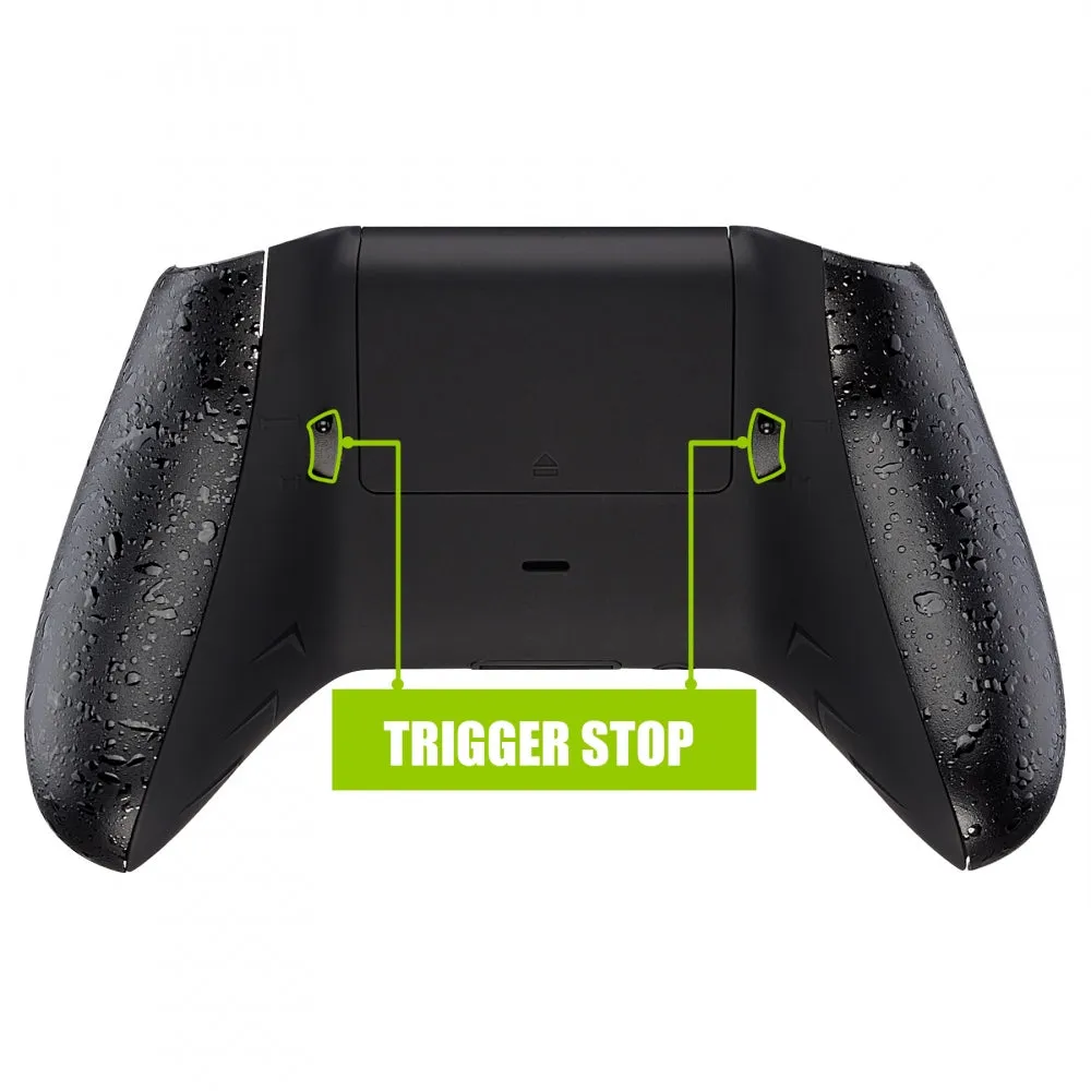 eXtremeRate FlashShot Trigger Stop Bottom Shell Kit for Xbox One S & One X Controller, Redesigned Back Shell & Textured Black Handle Grips & Dual Trigger Locks for Xbox One S X Controller Model 1708 - X1GZ001