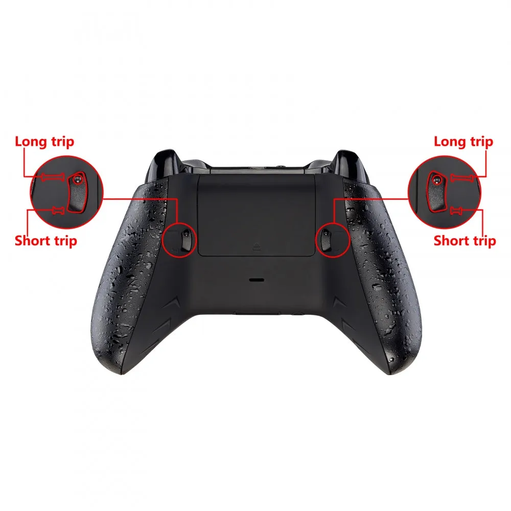 eXtremeRate FlashShot Trigger Stop Bottom Shell Kit for Xbox One S & One X Controller, Redesigned Back Shell & Textured Black Handle Grips & Dual Trigger Locks for Xbox One S X Controller Model 1708 - X1GZ001