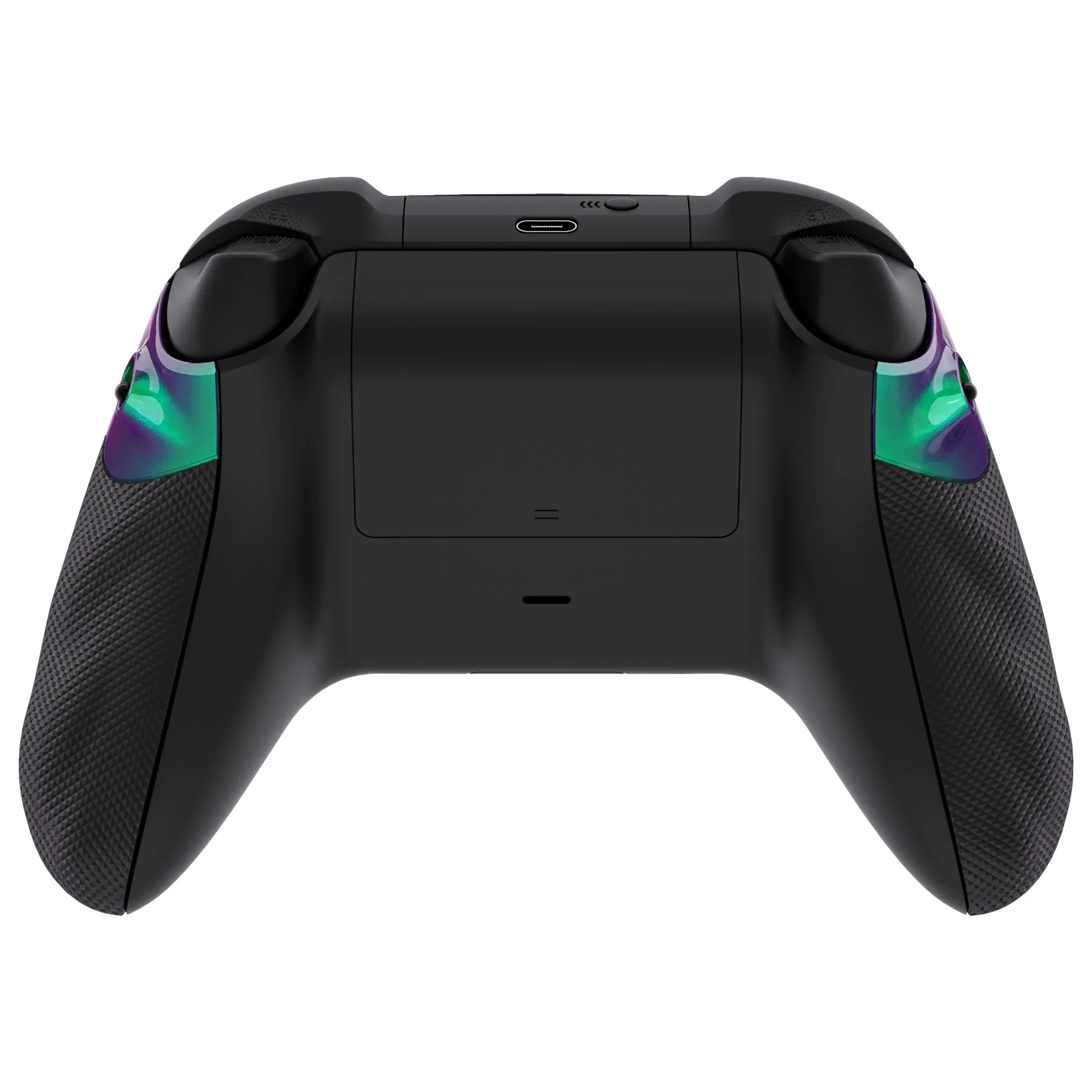 eXtremeRate FLEXOR Rubberized Side Rails Grips Trigger Stop Kit for Xbox Series X/S Controller, Ergonomic Trigger Stopper Handle Grips for Xbox Core Controller – Diamond Textured Chameleon Green Purple - PX3Q3007