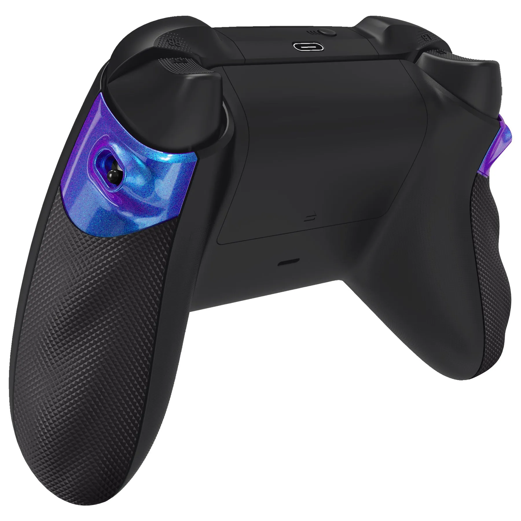 eXtremeRate FLEXOR Rubberized Side Rails Grips Trigger Stop Kit for Xbox Series X/S Controller, Ergonomic Trigger Stopper Handle Grips for Xbox Core Controller – Diamond Textured Chameleon Purple Blue - PX3Q3002