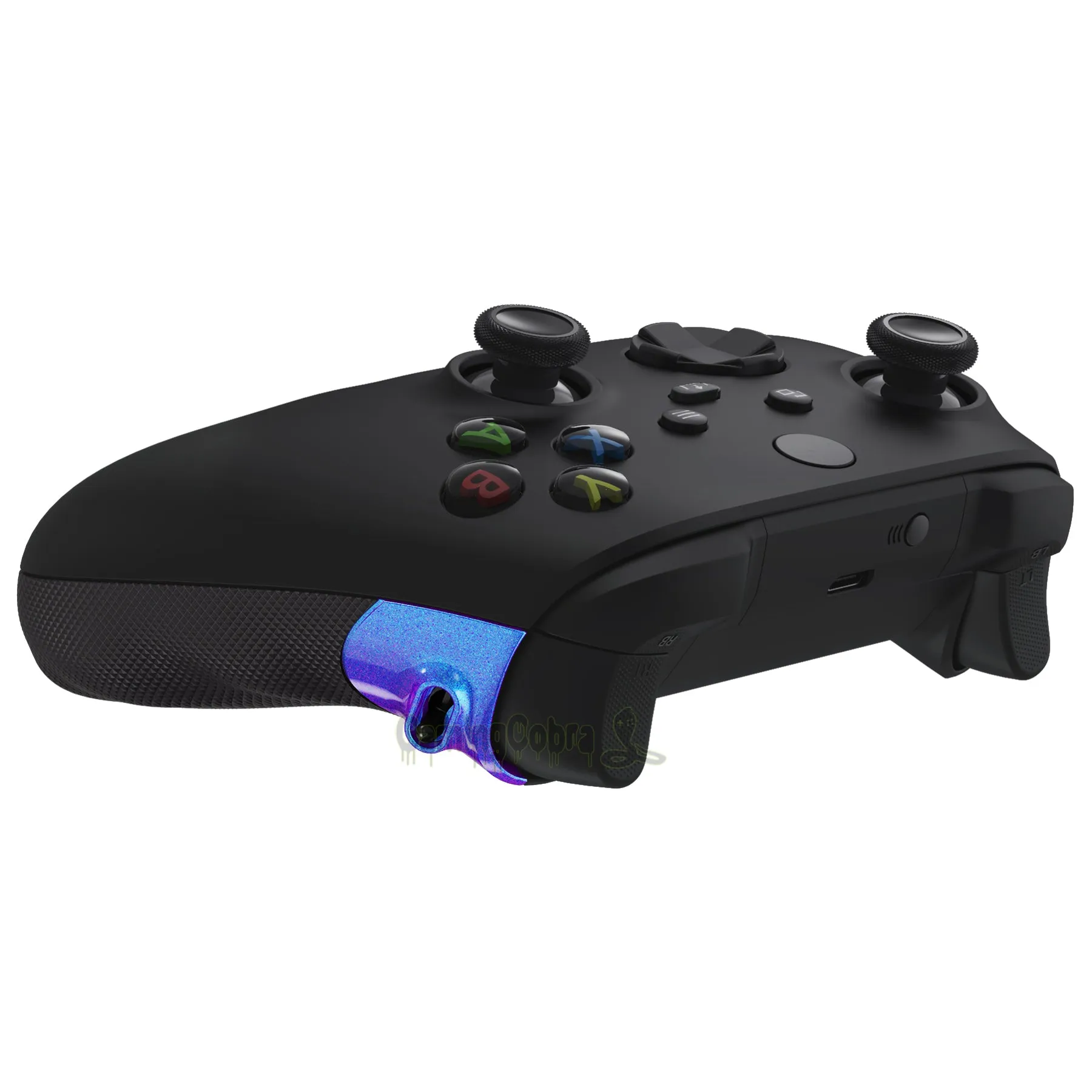 eXtremeRate FLEXOR Rubberized Side Rails Grips Trigger Stop Kit for Xbox Series X/S Controller, Ergonomic Trigger Stopper Handle Grips for Xbox Core Controller – Diamond Textured Chameleon Purple Blue - PX3Q3002