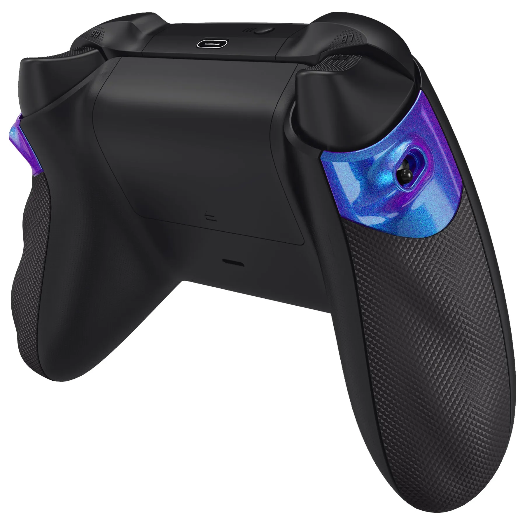 eXtremeRate FLEXOR Rubberized Side Rails Grips Trigger Stop Kit for Xbox Series X/S Controller, Ergonomic Trigger Stopper Handle Grips for Xbox Core Controller – Diamond Textured Chameleon Purple Blue - PX3Q3002