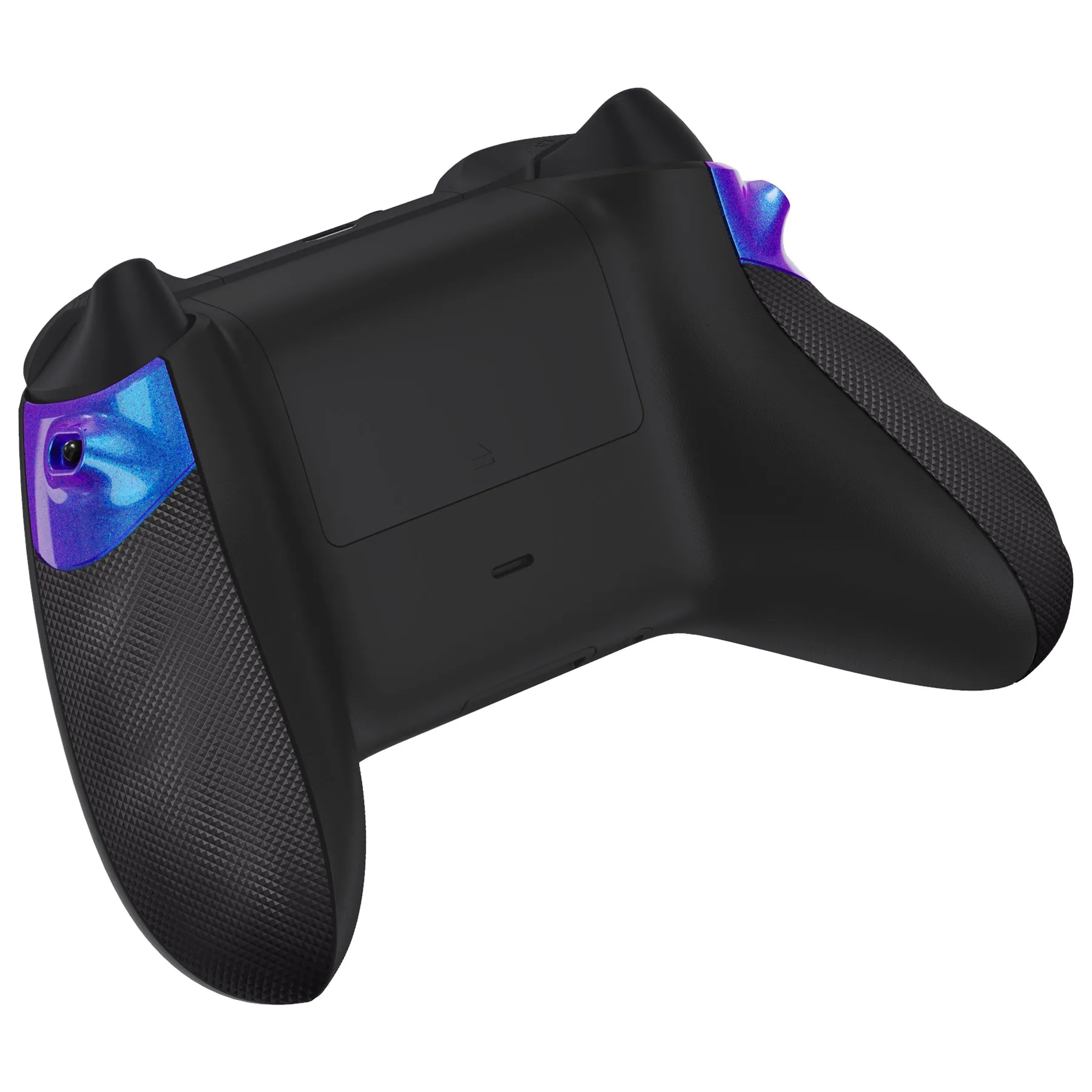 eXtremeRate FLEXOR Rubberized Side Rails Grips Trigger Stop Kit for Xbox Series X/S Controller, Ergonomic Trigger Stopper Handle Grips for Xbox Core Controller – Diamond Textured Chameleon Purple Blue - PX3Q3002