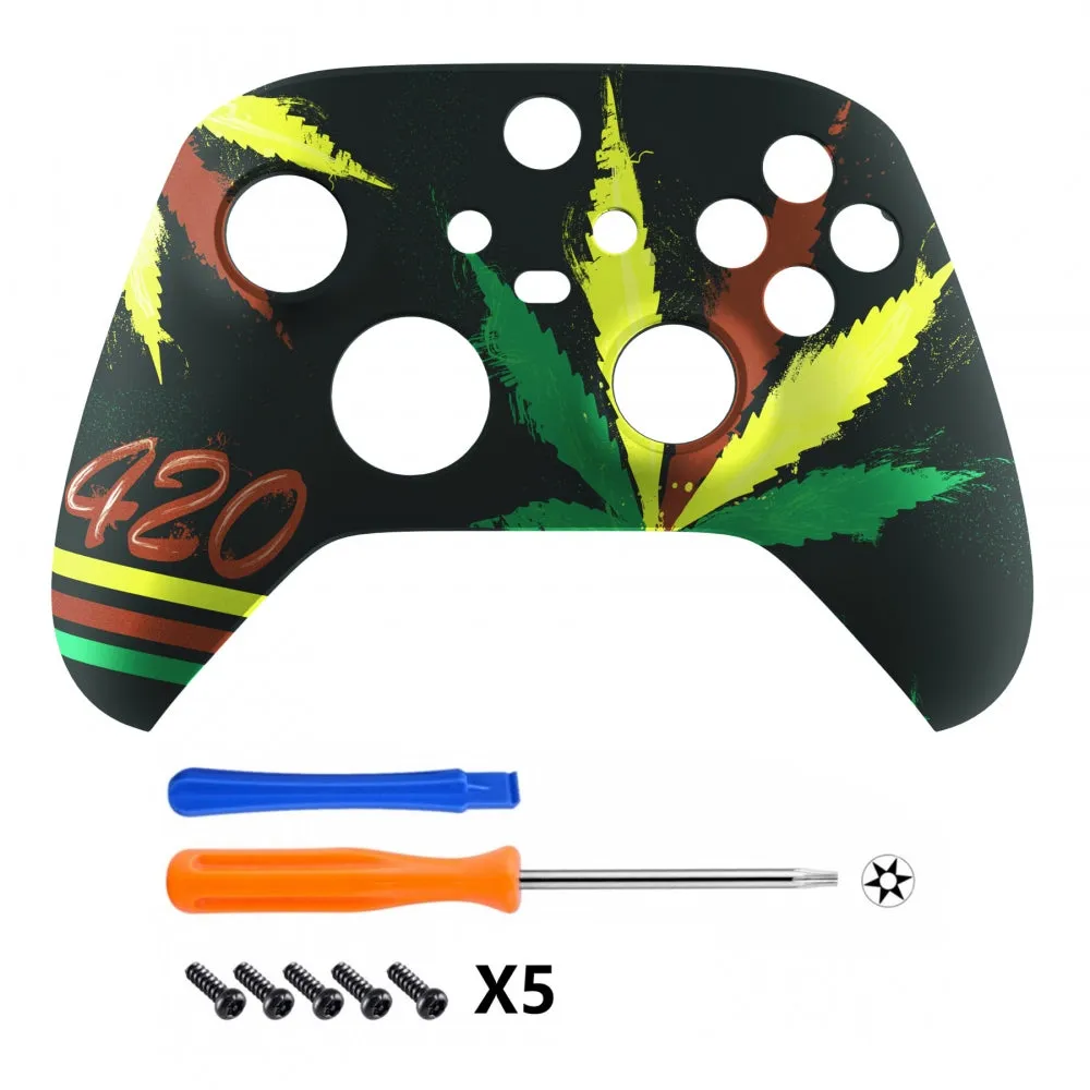 eXtremeRate Leaf Replacement Part Faceplate, Soft Touch Grip Housing Shell Case for Xbox Series S & Xbox Series X Controller Accessories - Controller NOT Included - FX3T112