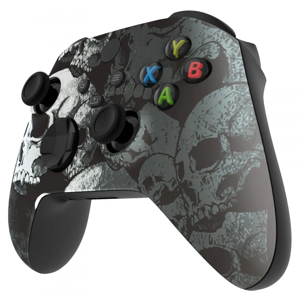 eXtremeRate Lonely Skull Replacement Part Faceplate, Soft Touch Grip Housing Shell Case for Xbox Series S & Xbox Series X Controller Accessories - Controller NOT Included - FX3T120
