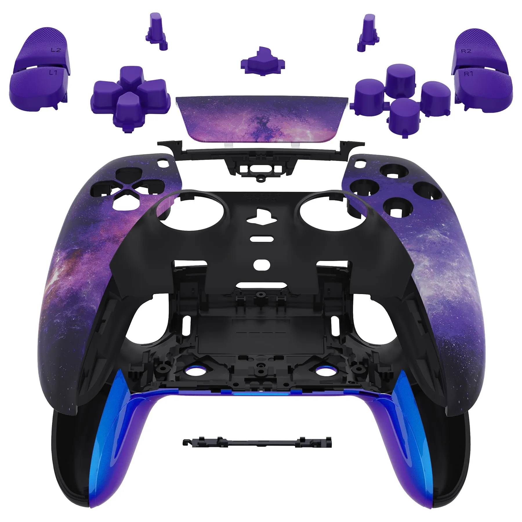 eXtremeRate Nebula Galaxy Full Set Housing Shell with Buttons Touchpad Cover Compatible with ps5 Edge Controller, Custom Replacement Decorative Trim Shell Front Back Plates Compatible with ps5 Edge Controller - QRHEGT006