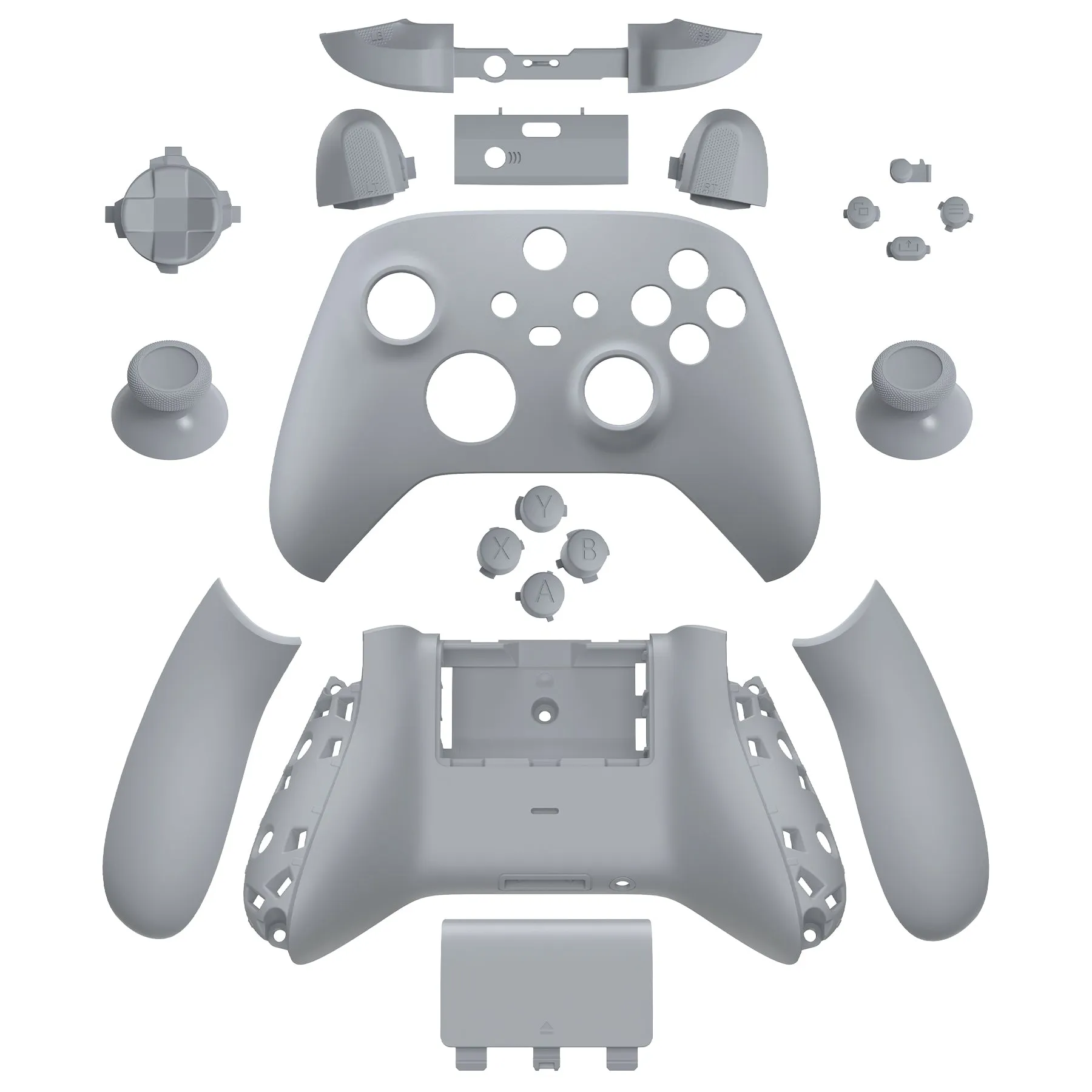 eXtremeRate New Hope Gray Controller Full Set Housing Shell Case with Buttons for Xbox Series X/S Controller, Custom Replacement Side Rails Front Back Plate Cover for Xbox Core Controller - QX3P3004