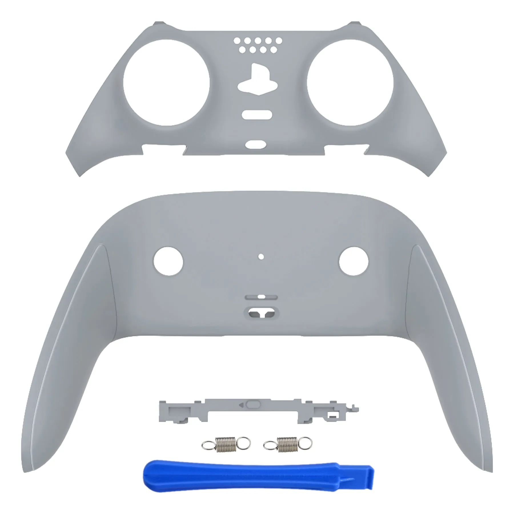 eXtremeRate New Hope Gray Top Bottom Decorative Trim Shell Compatible with ps5 Edge Controller DIY Replacement Front Back Clip Shell, Custom Plates Cover Compatible with ps5 Edge Controller - CXQEGP005