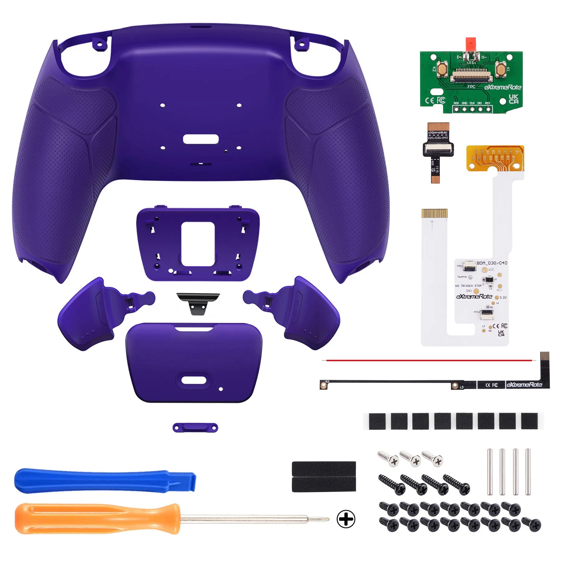 eXtremeRate Remappable RISE V3 Remap Kit for PS5 Controller BDM-030/040/050 - Rubberized Galactic Purple - XPFU6007G4