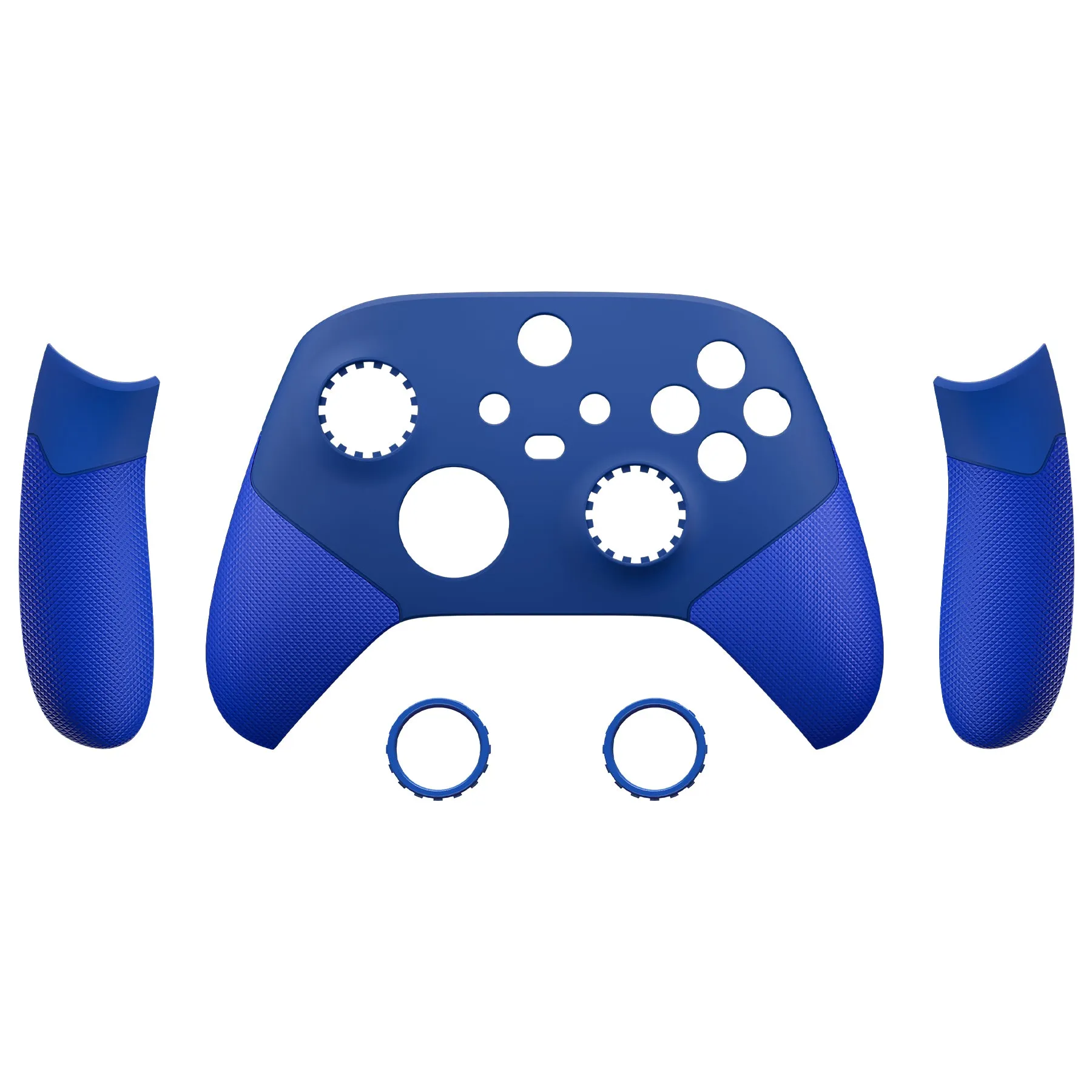 eXtremeRate Rubberized Blue ASR Version Performance Rubberized Side Rails Front Shell with Accent Rings for Xbox Series X/S Controller - ZX3C3004
