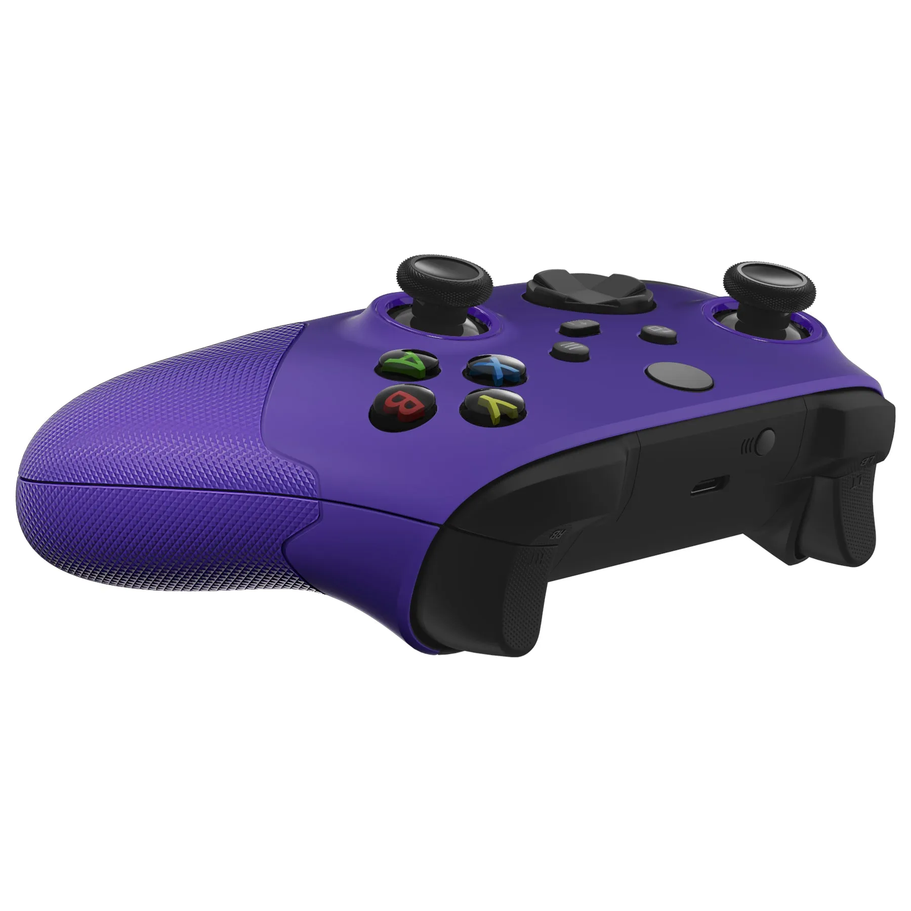 eXtremeRate Rubberized Purple ASR Version Performance Rubberized Side Rails Front Shell with Accent Rings for Xbox Series X/S Controller - ZX3C3005