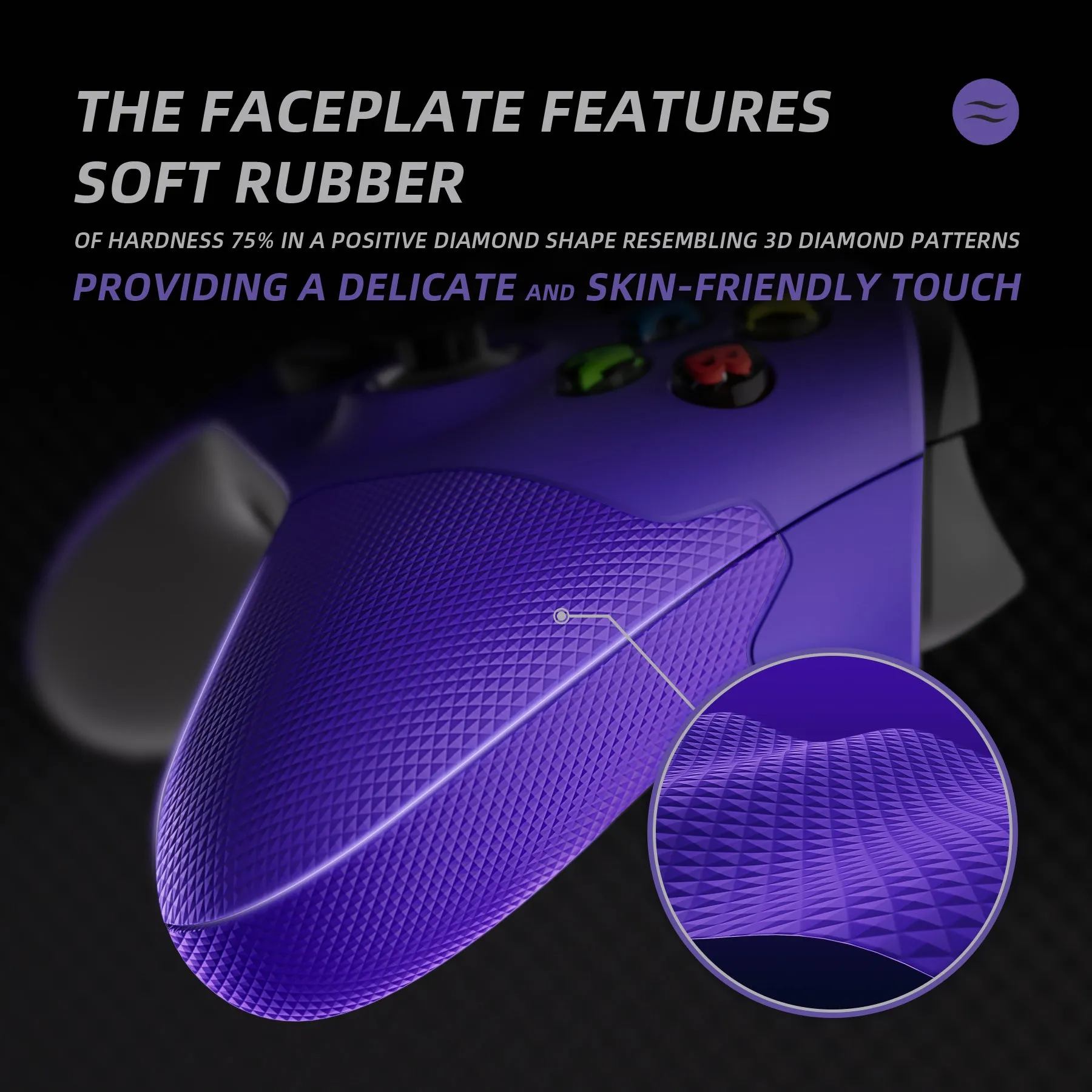 eXtremeRate Rubberized Purple ASR Version Performance Rubberized Side Rails Front Shell with Accent Rings for Xbox Series X/S Controller - ZX3C3005