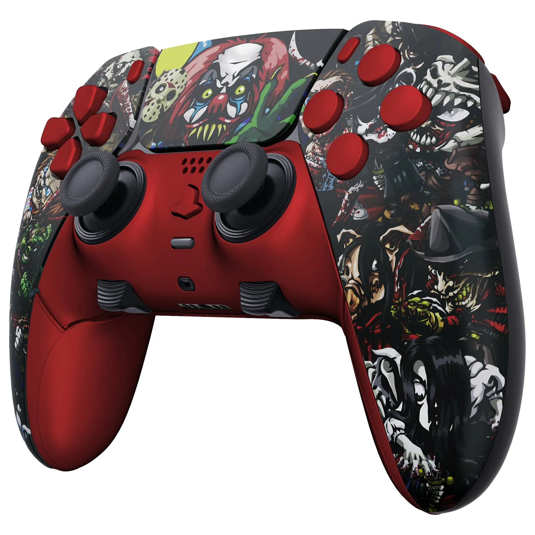 eXtremeRate Scary Party Full Set Housing Shell with Buttons Touchpad Cover Compatible with ps5 Edge Controller, Custom Replacement Decorative Trim Shell Front Back Plates Compatible with ps5 Edge Controller - QRHEGT001