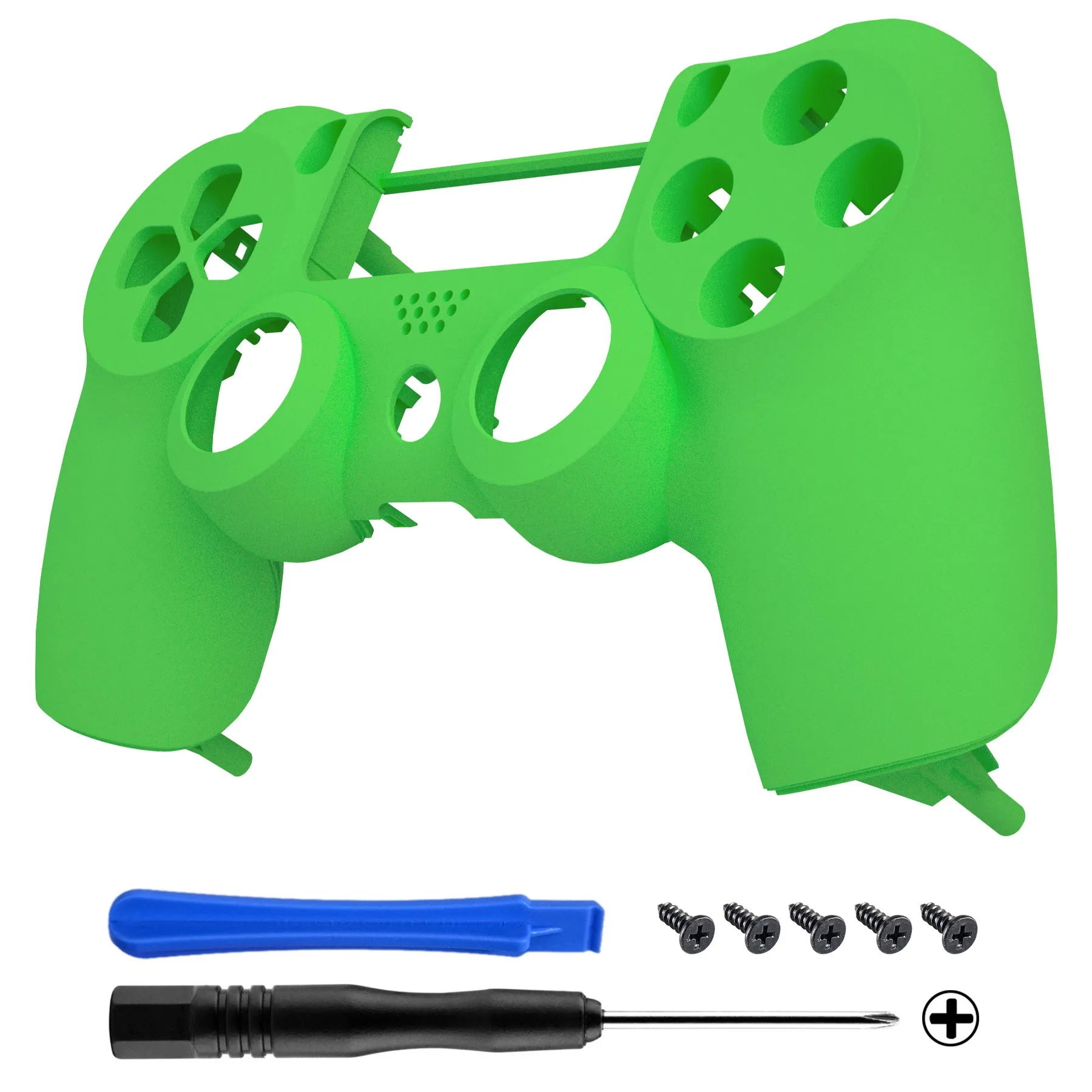 eXtremeRate Soft Touch Grip Green Front Housing Shell Faceplate for PS4 Slim PS4 Pro Controller (CUH-ZCT2 JDM-040 JDM-050 JDM-055) - SP4FX04