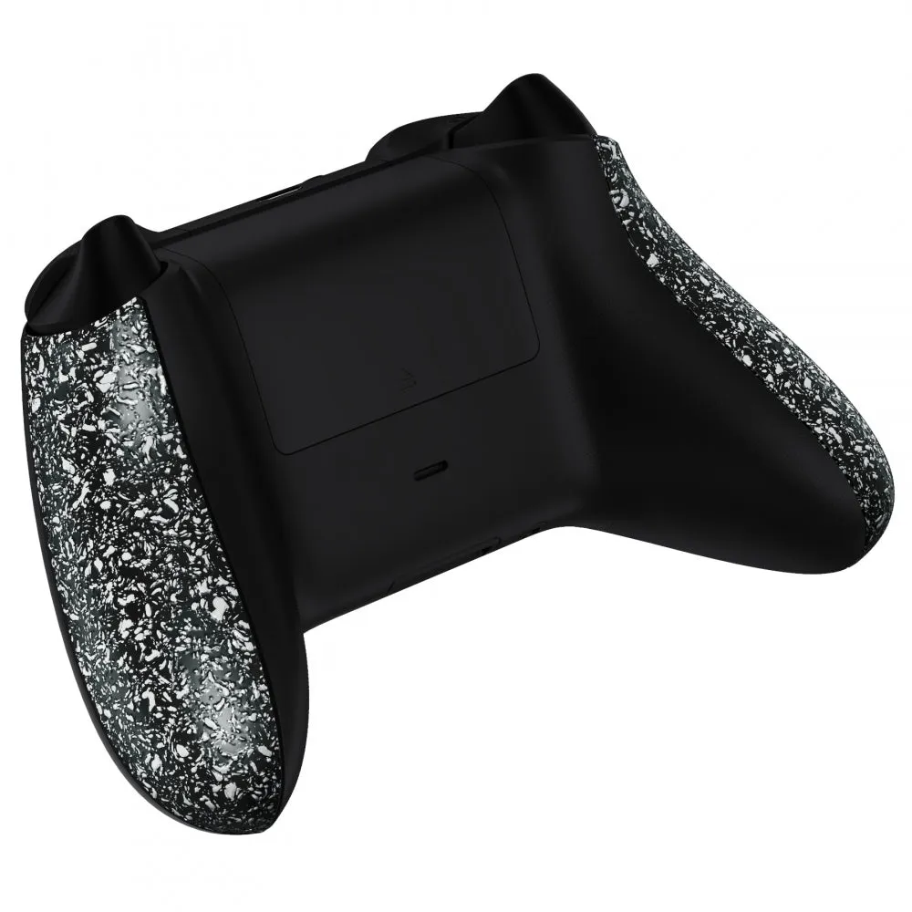 eXtremeRate Textured White Back Panels, Comfortable Non-Slip Side Rails, 3D Splashing Handles, Game Improvement Replacement Parts for Xbox Series X/S Controller - Controller NOT Included - PX3P341
