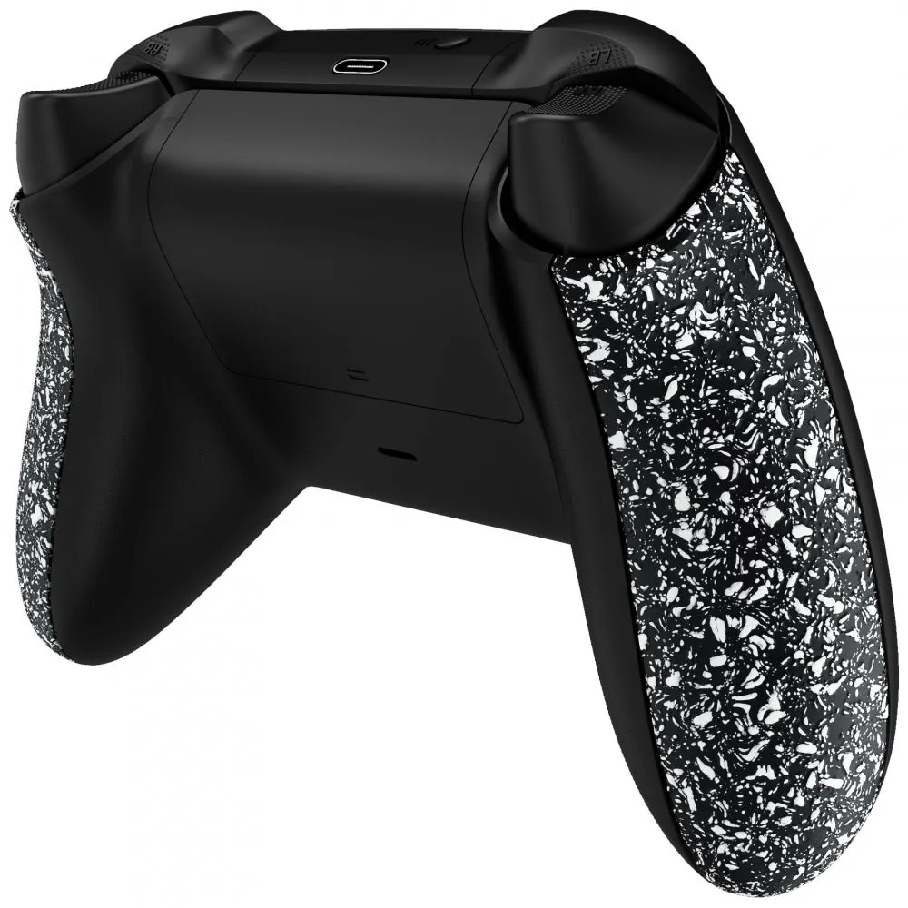 eXtremeRate Textured White Back Panels, Comfortable Non-Slip Side Rails, 3D Splashing Handles, Game Improvement Replacement Parts for Xbox Series X/S Controller - Controller NOT Included - PX3P341